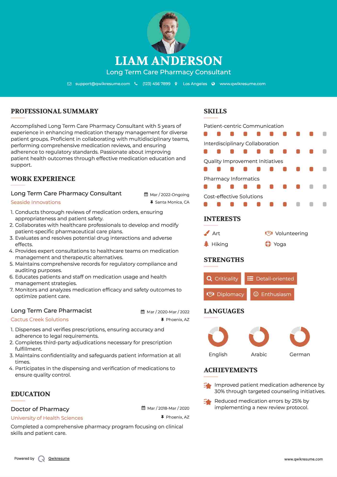 Long Term Care Pharmacy Consultant Resume Format