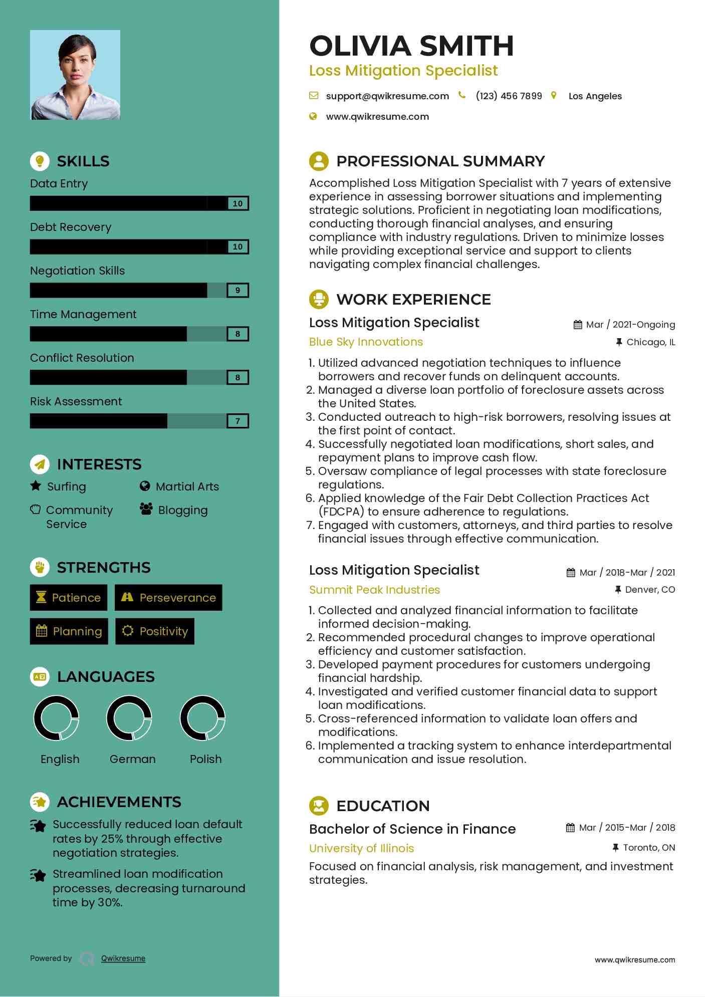 Loss Mitigation Specialist Resume Format