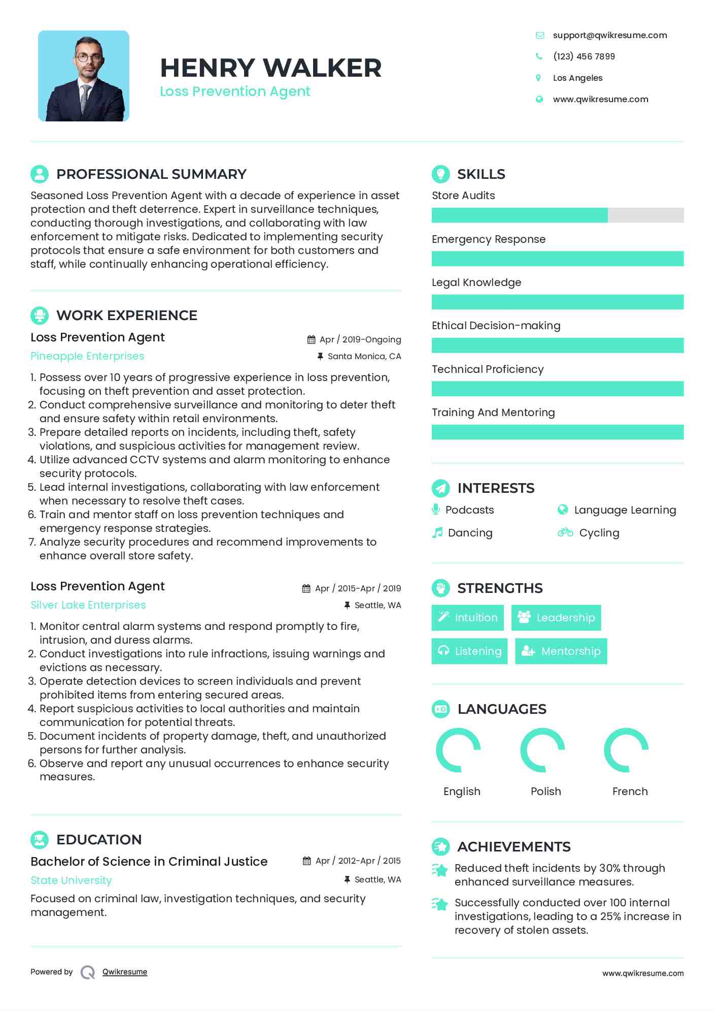 Loss Prevention Agent Resume Sample