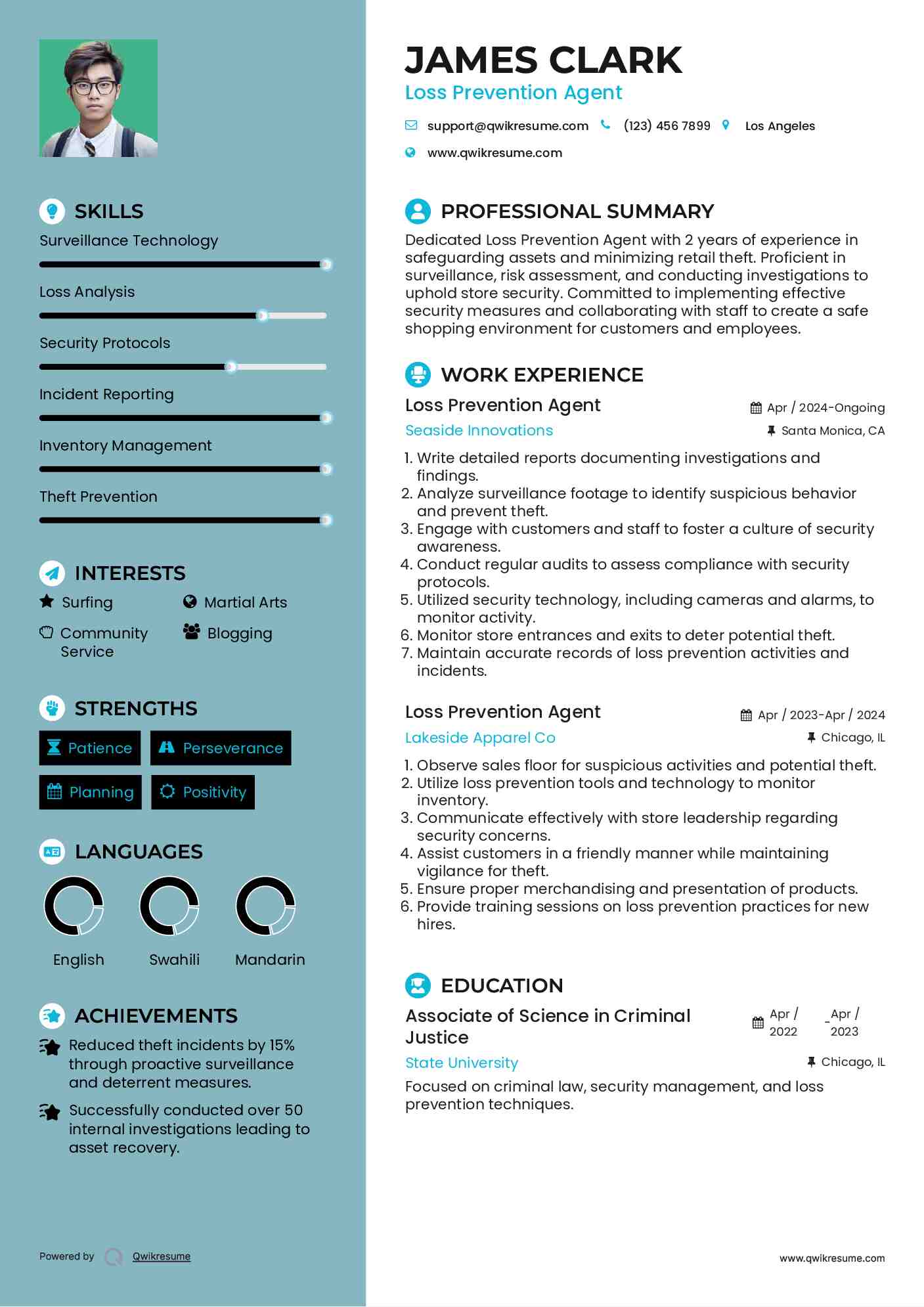 Loss Prevention Agent Resume Sample