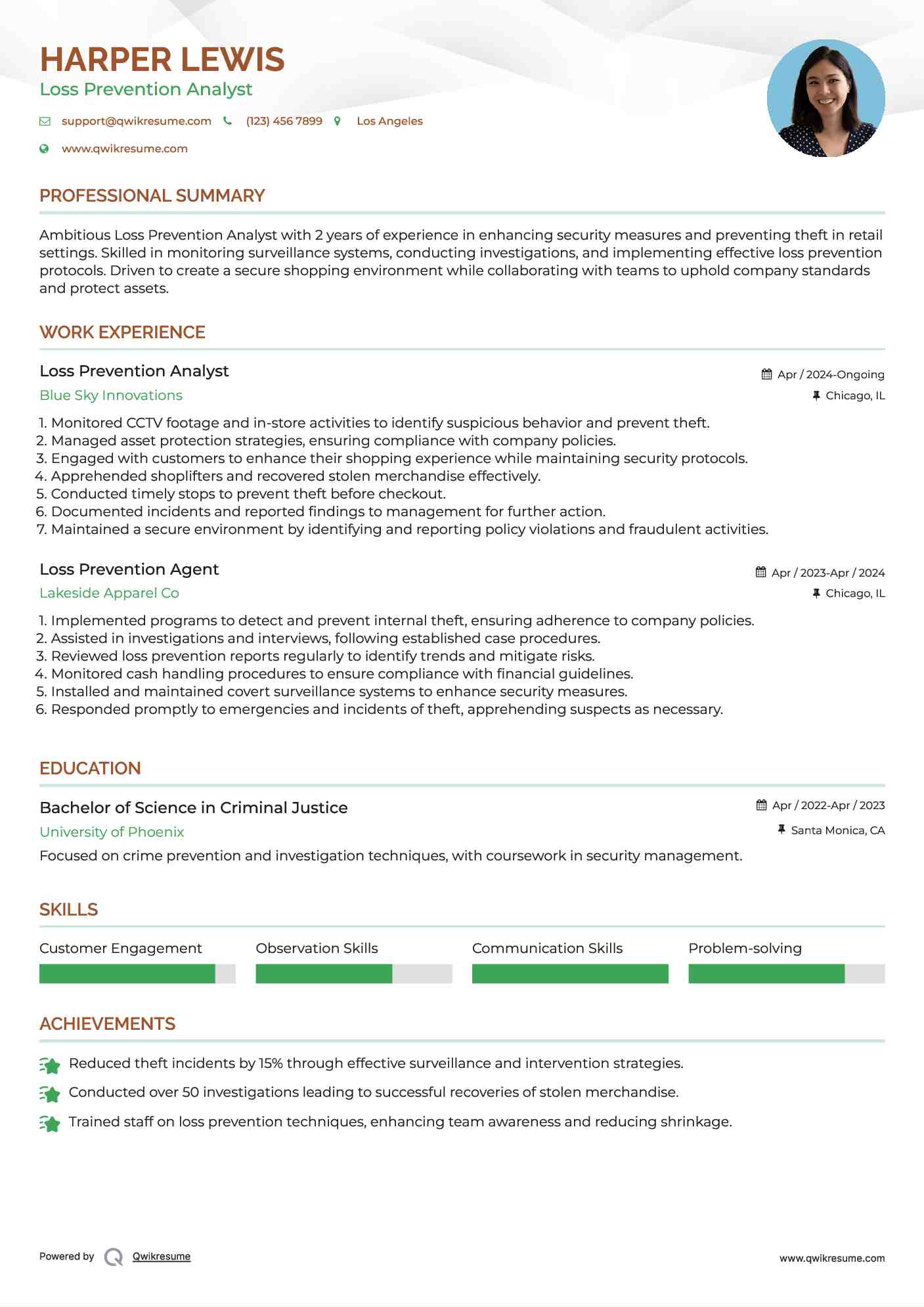 Loss Prevention Analyst Resume Format