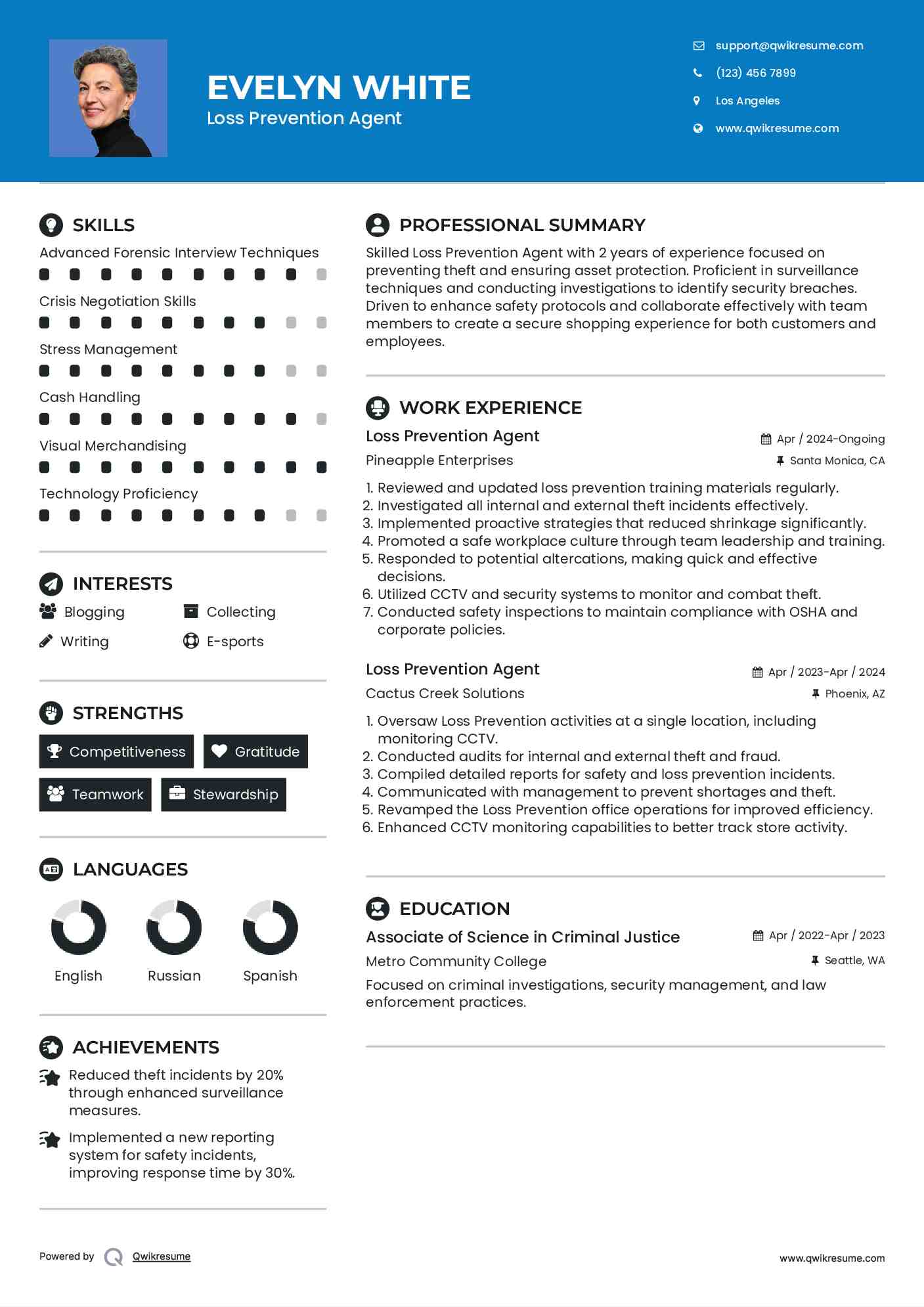 Loss Prevention Agent Resume Format