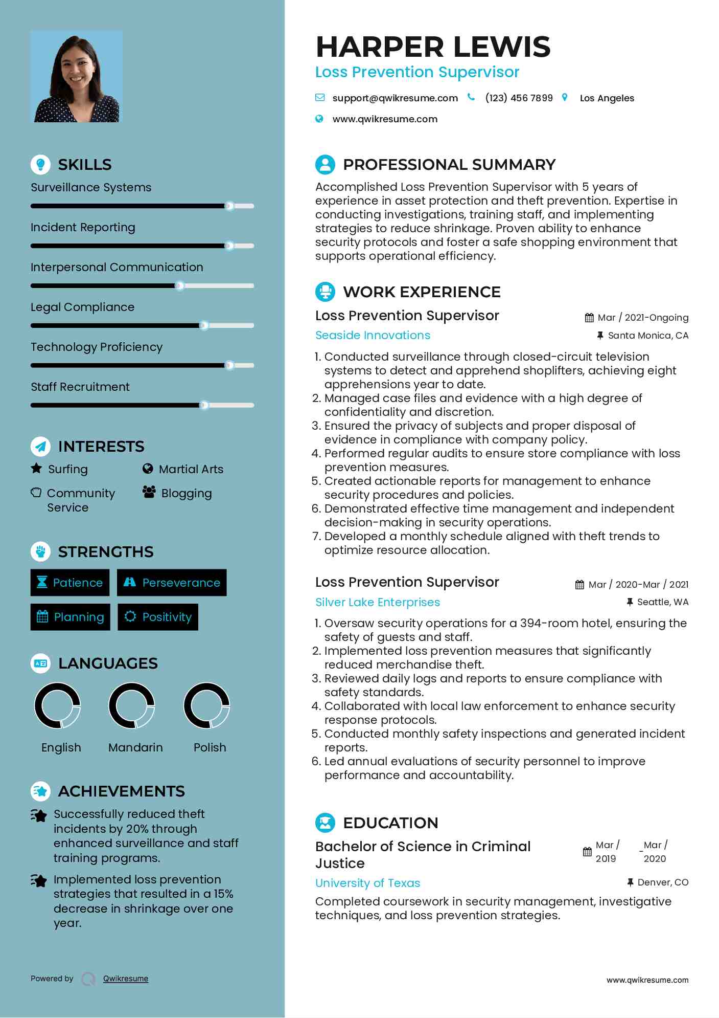 Loss Prevention Supervisor Resume Template