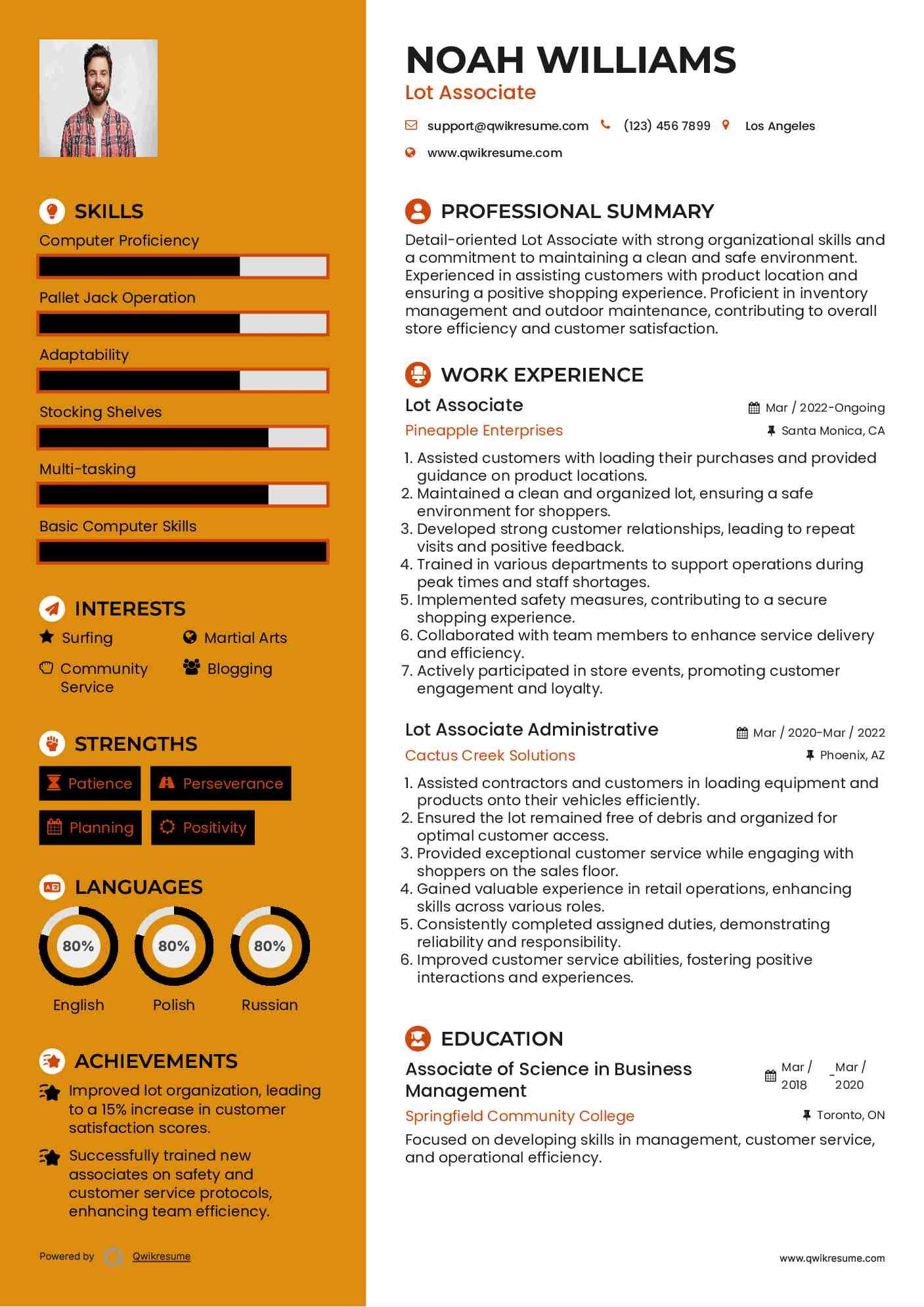 Lot Associate Resume Model