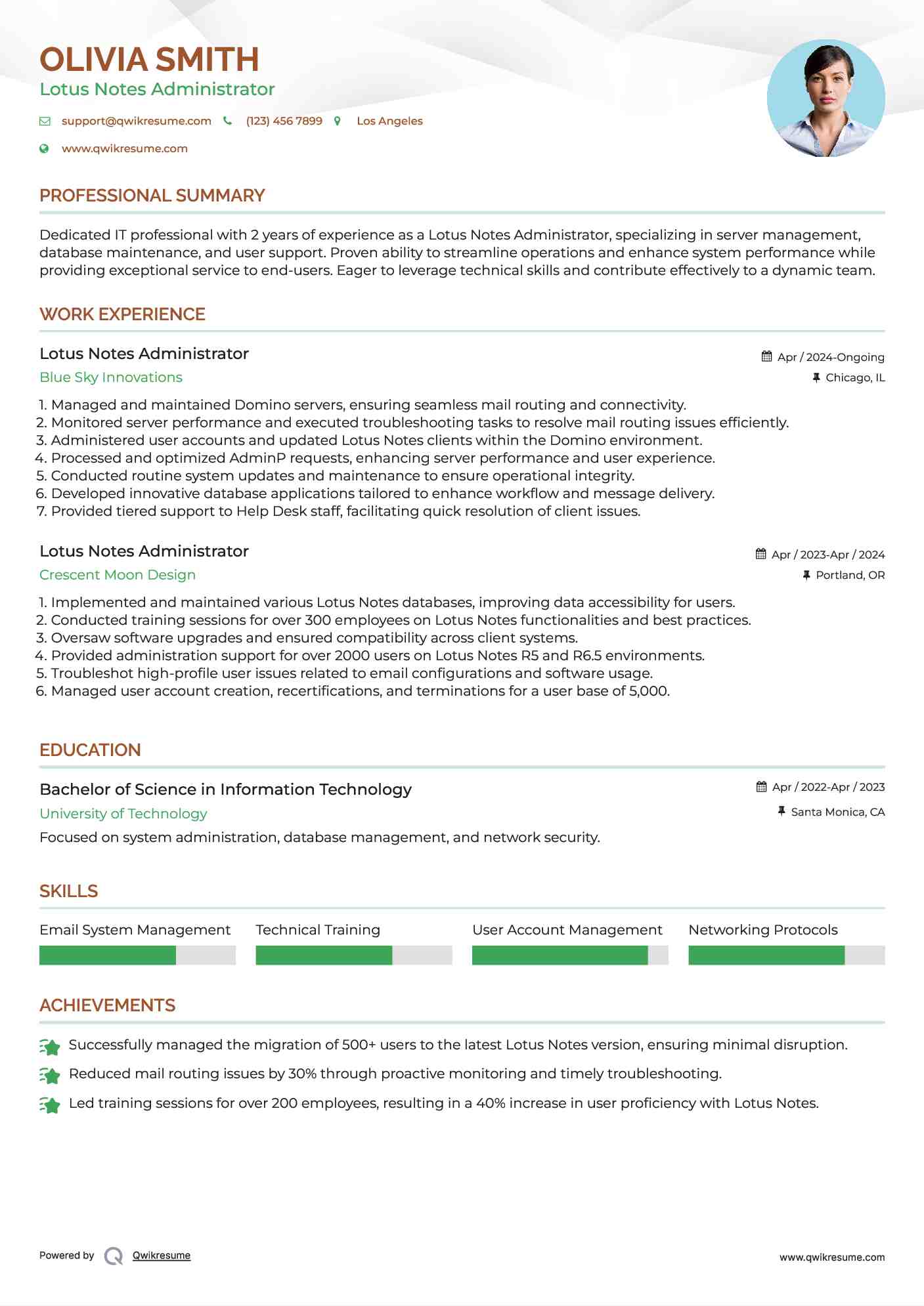 Lotus Notes Administrator Resume Sample