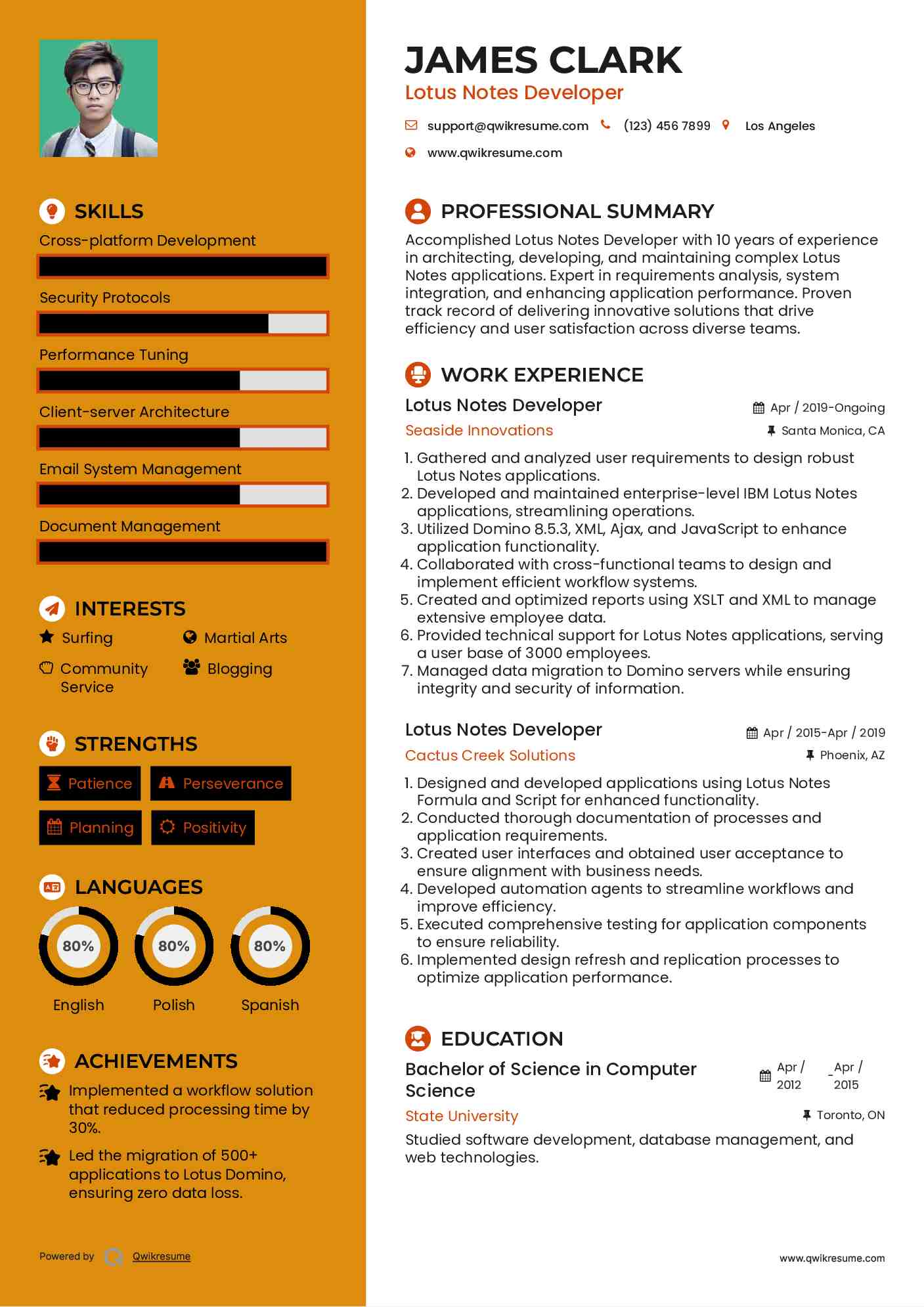 Lotus Notes Developer Resume Sample