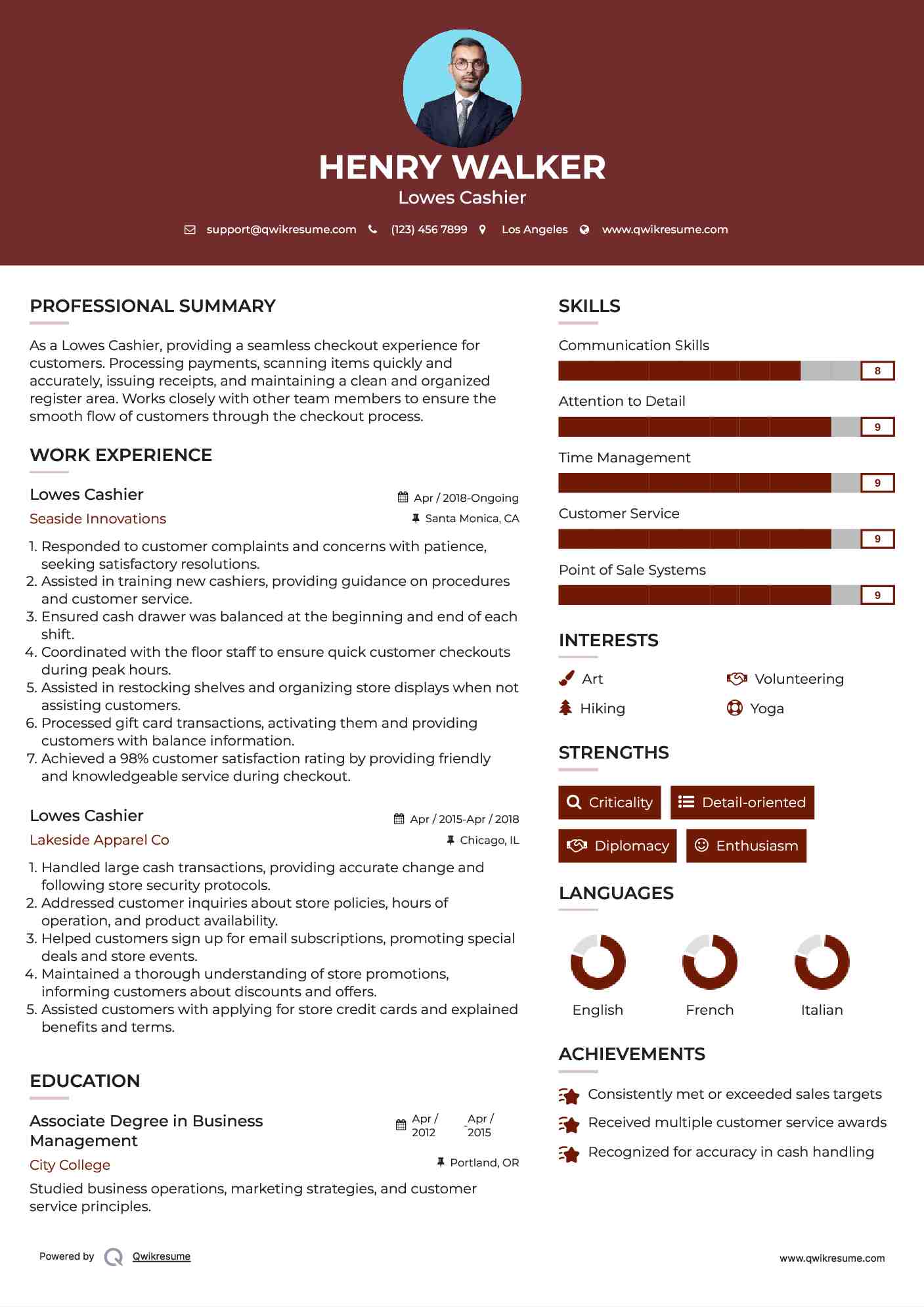 Lowes Cashier Resume Sample
