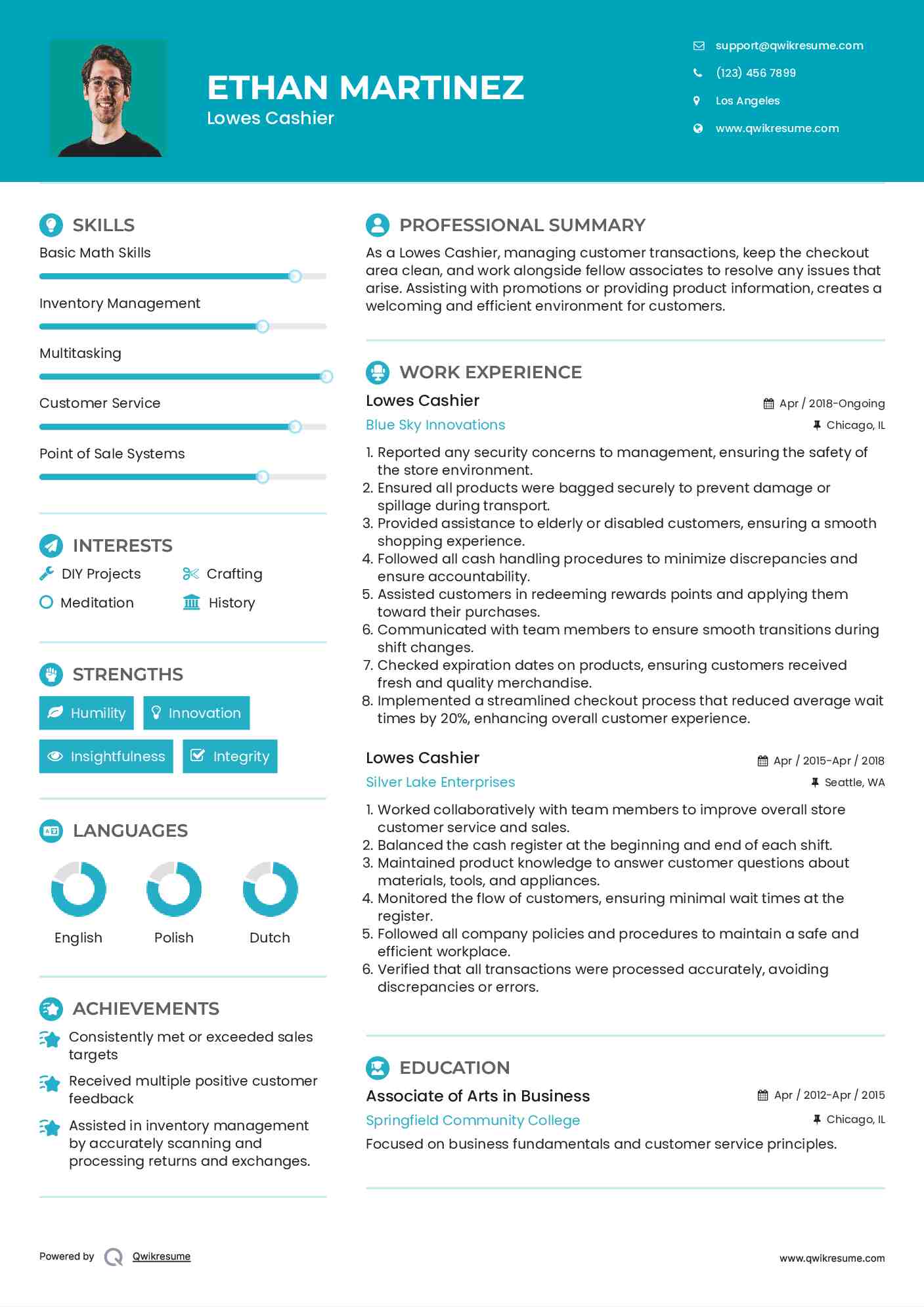 Lowes Cashier Resume Example