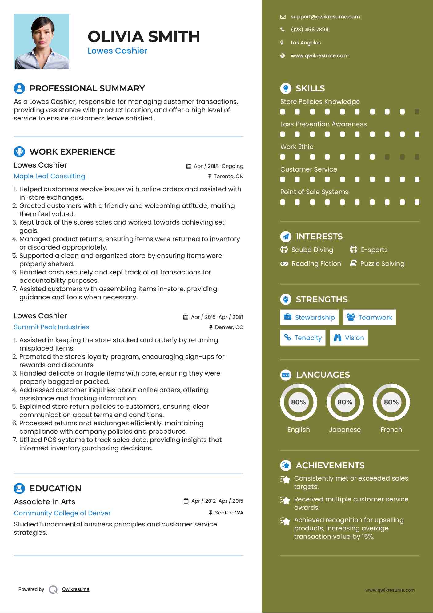 Lowes Cashier Resume Example