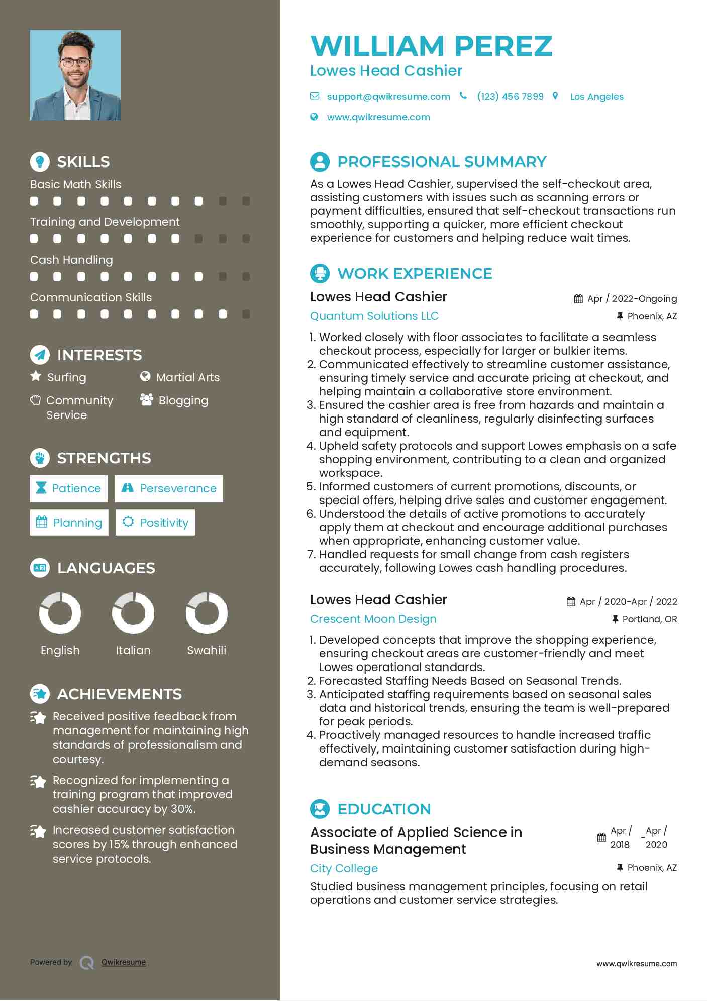 Lowes Head Cashier Resume Format