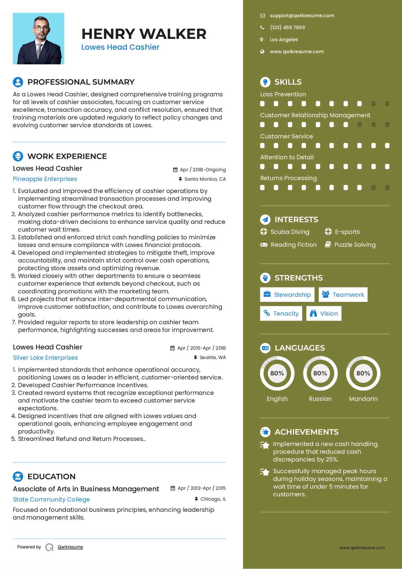 Lowes Head Cashier Resume Format