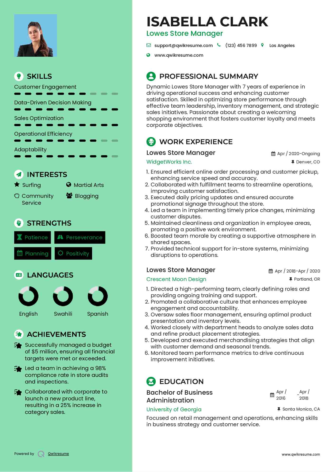 Lowes Store Manager Resume Sample