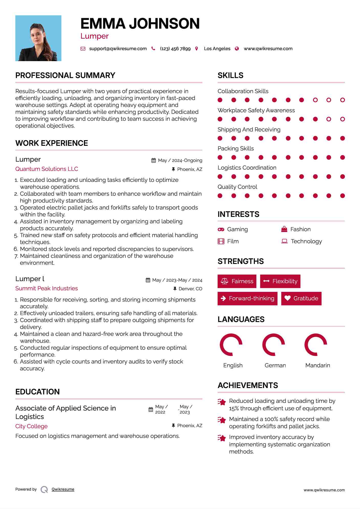 Lumper Resume Template