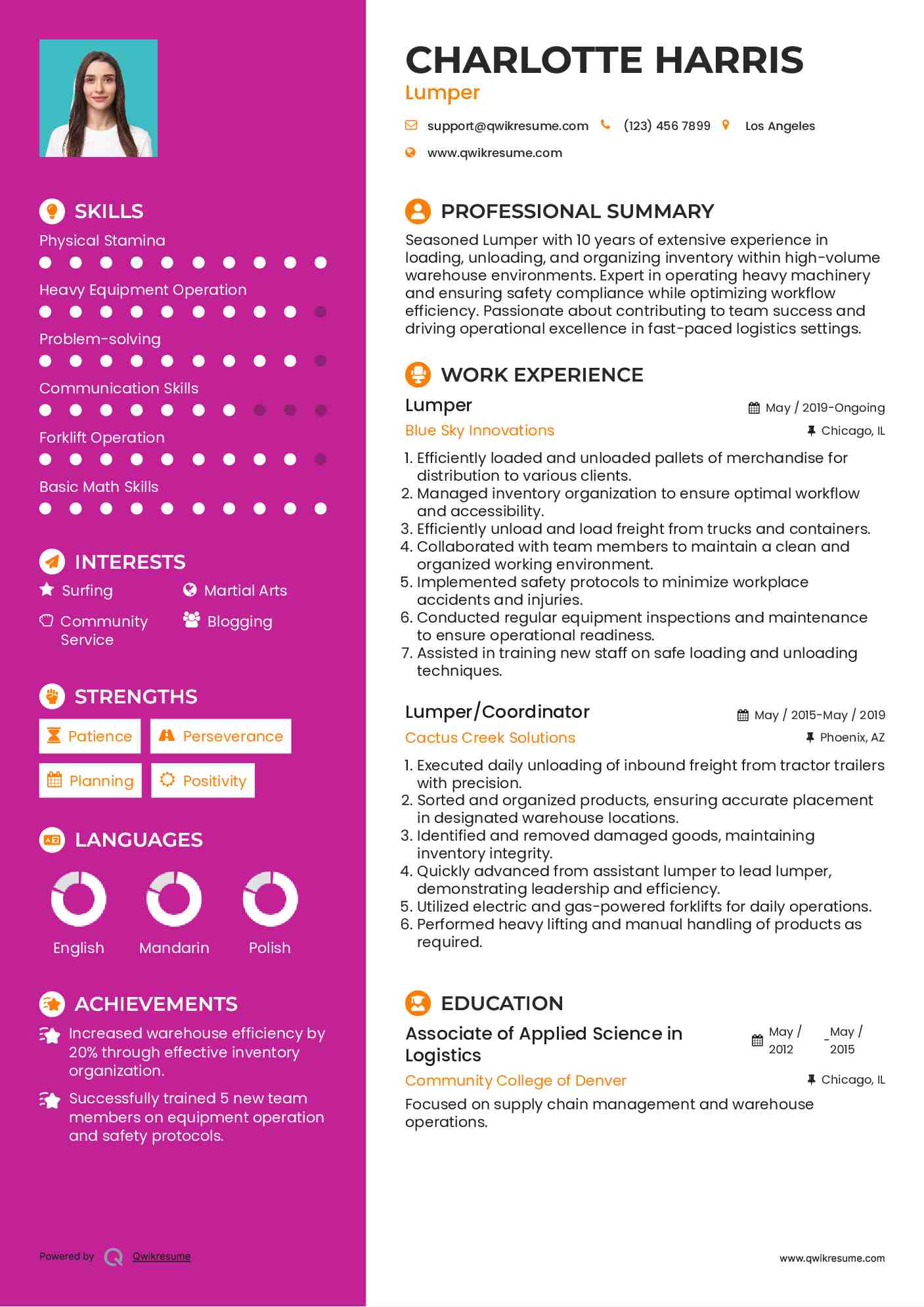 Lumper Resume Format