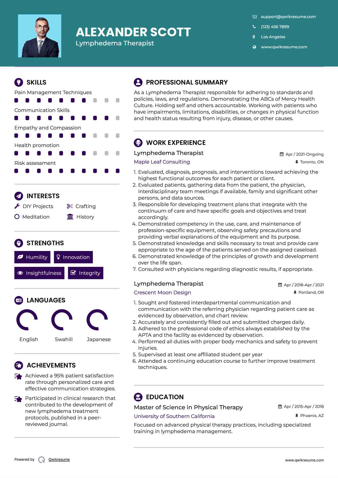 Lymphedema Therapist Resume Format