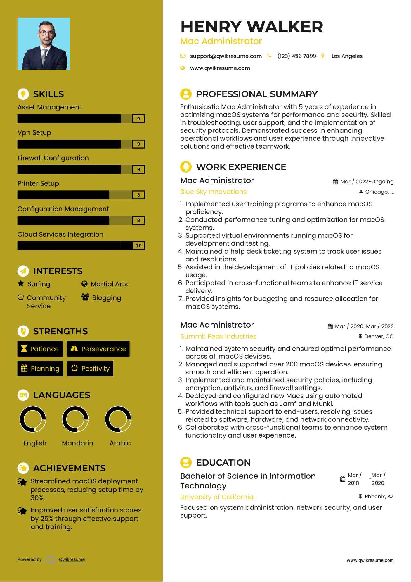 Mac Administrator Resume Format