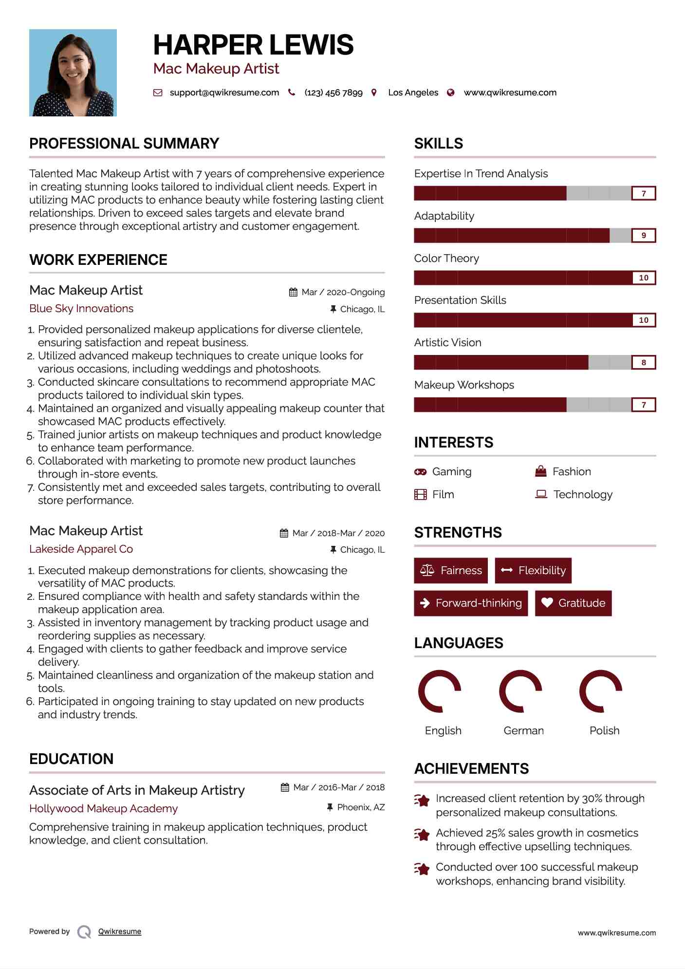 Mac Makeup Artist Resume Format