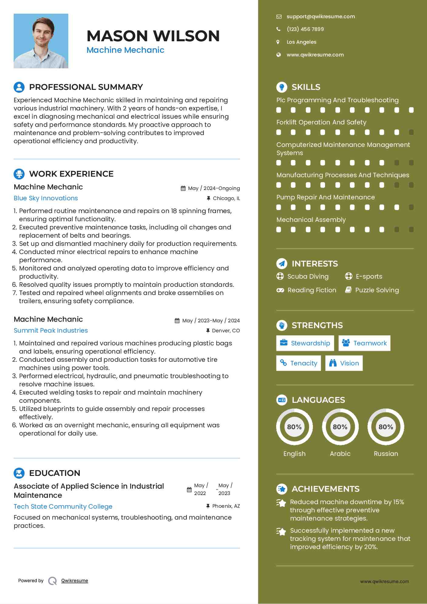 Machine Mechanic Resume Format