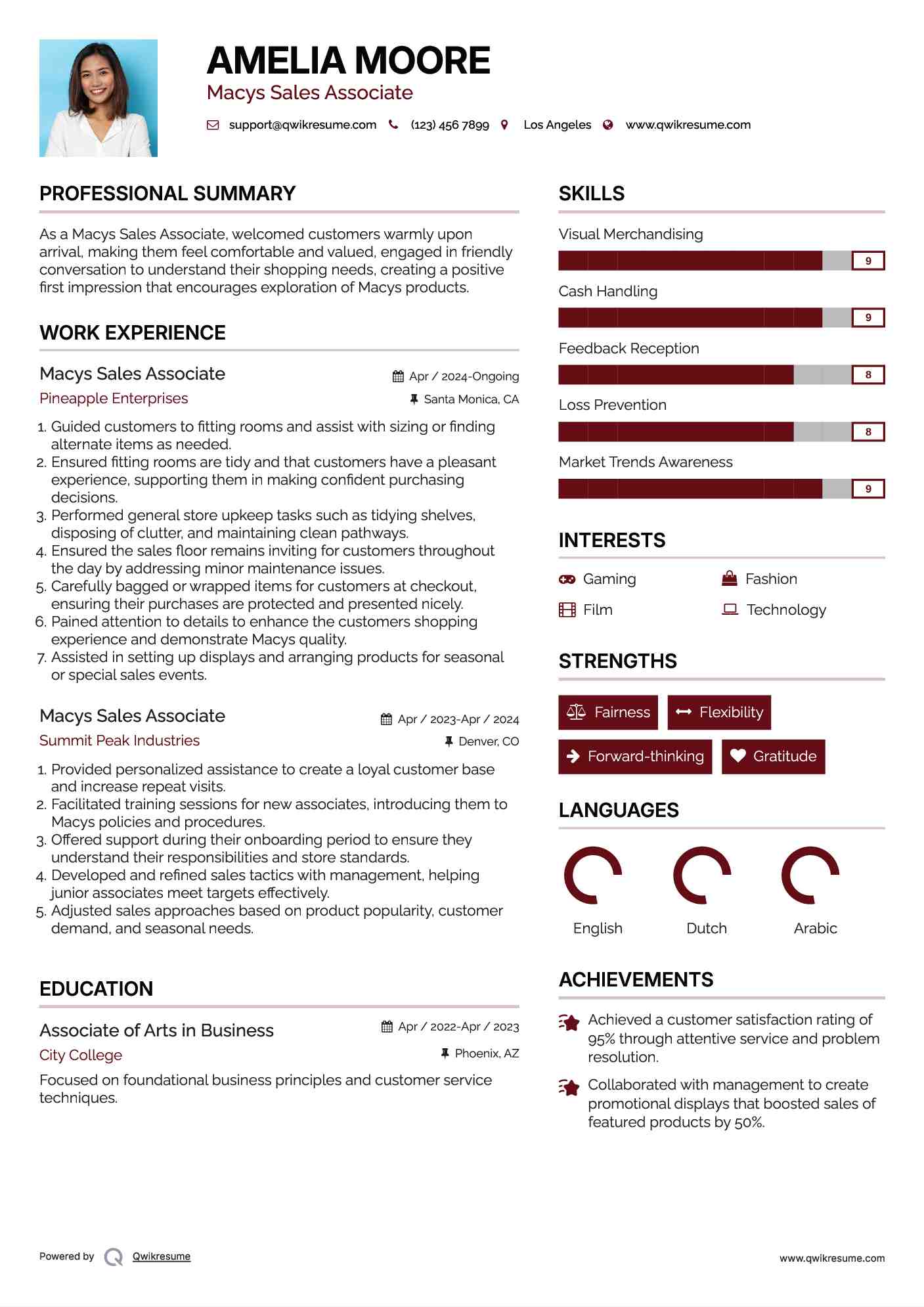 Macys Sales Associate Resume Format
