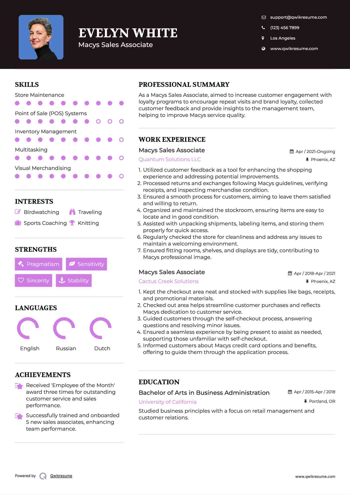 Macys Sales Associate Resume Sample