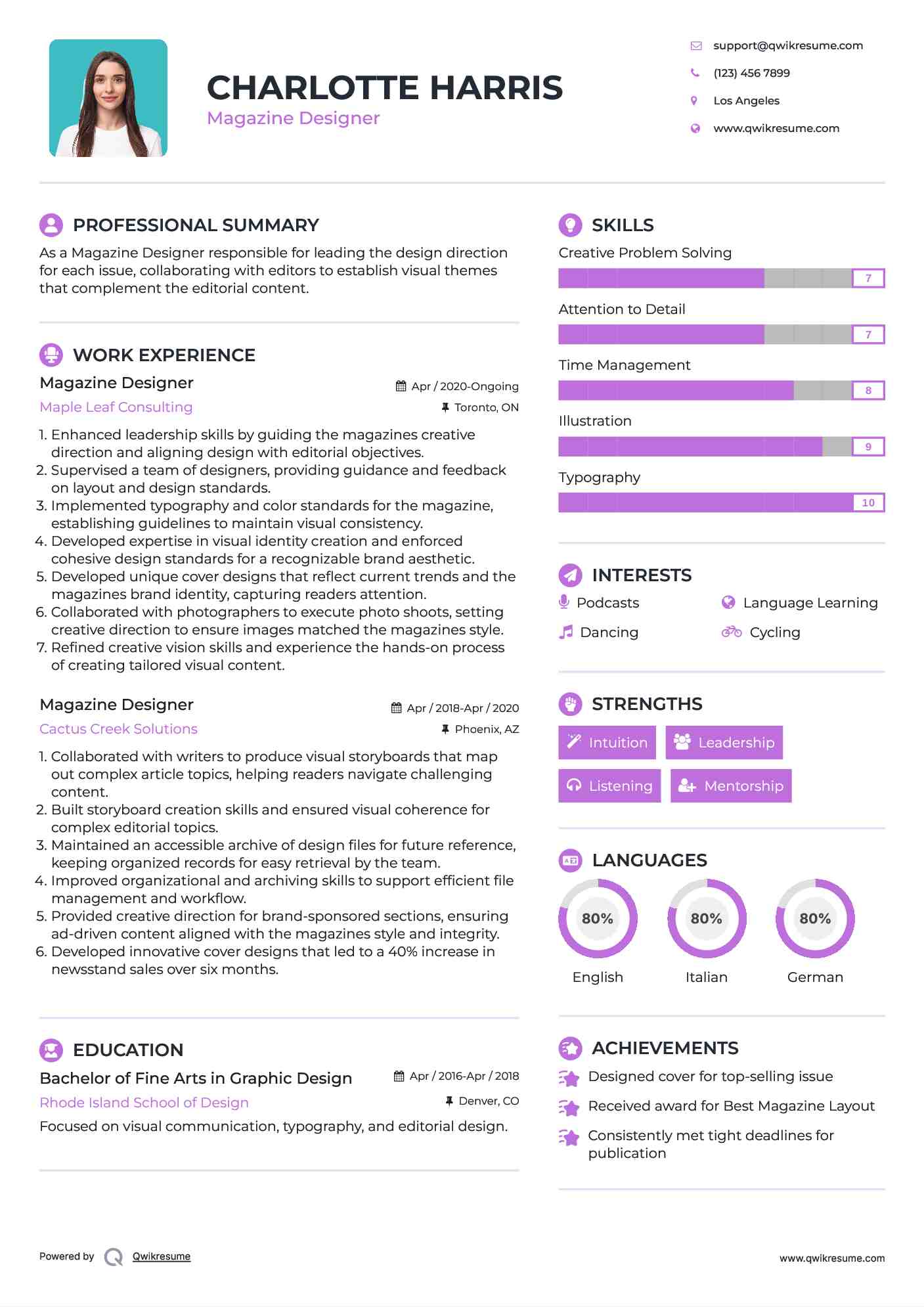 Magazine Designer Resume Model