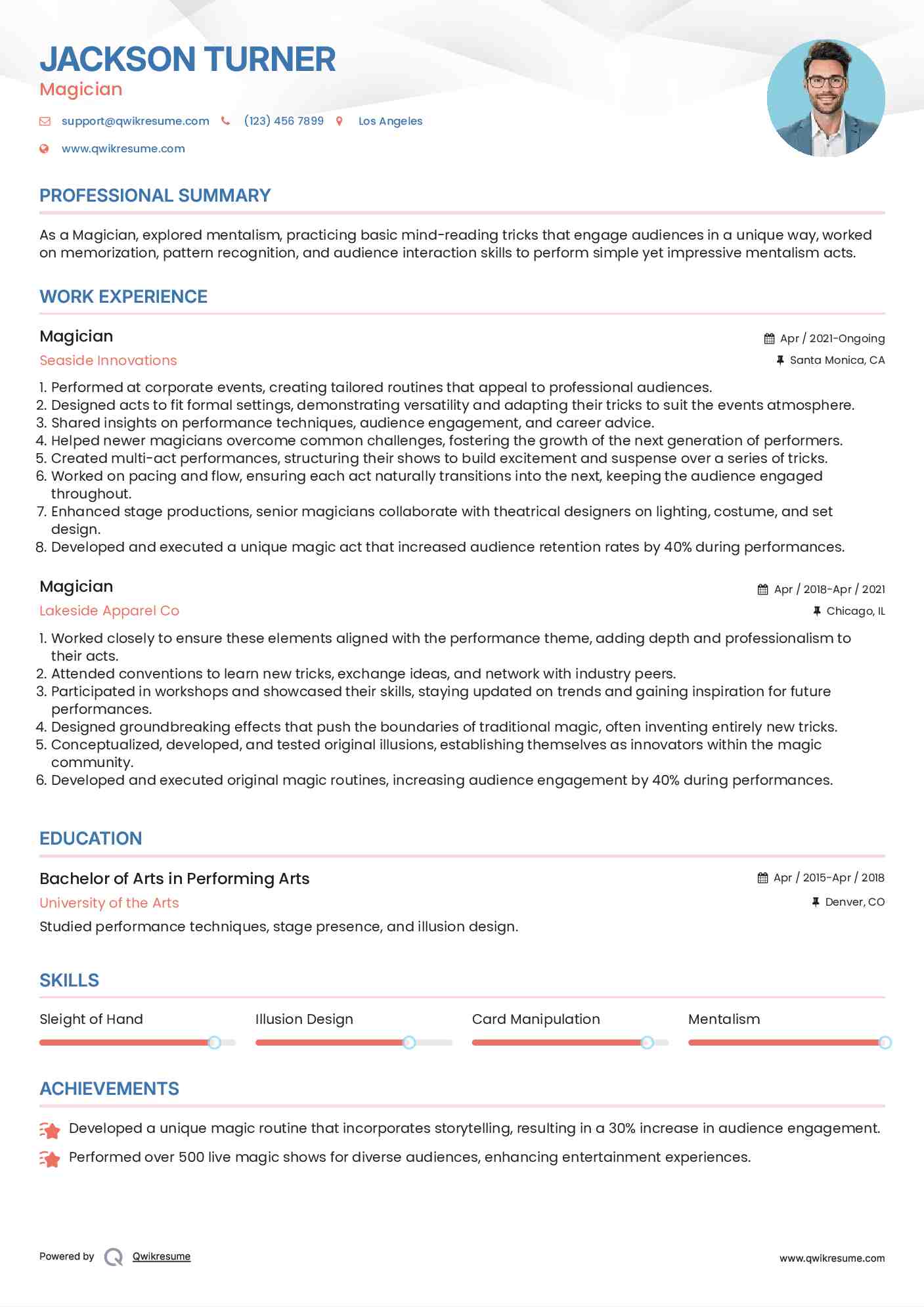 Magician Resume Format