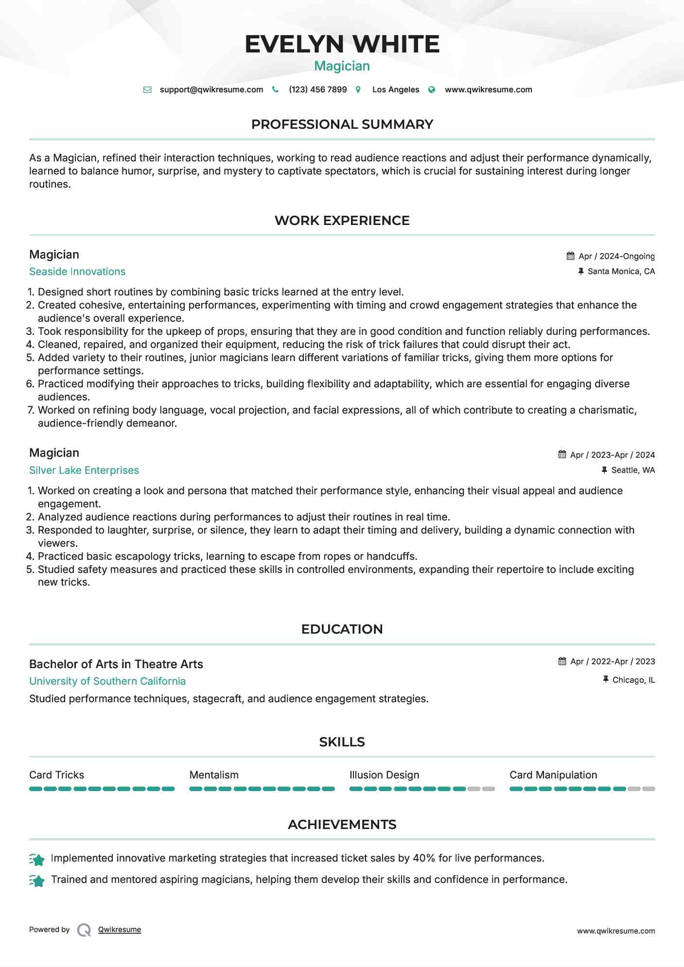 Magician Resume Template