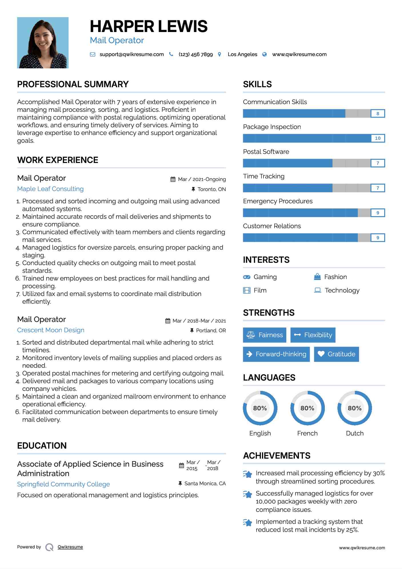 10+ Mail Operator Resume Samples & Templates for 2025
