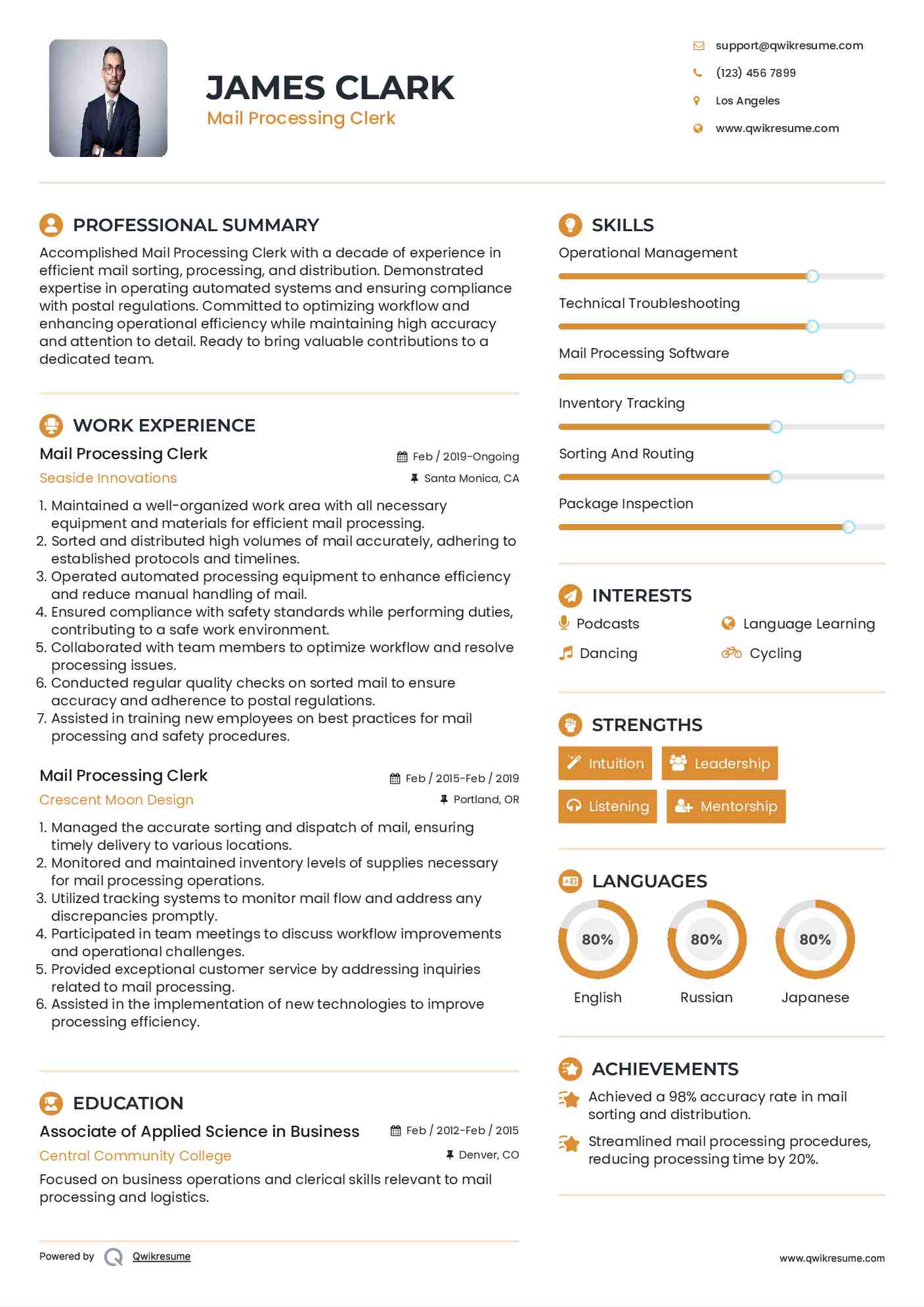 Mail Processing Clerk Resume Samples Qwikresume Mail Processing Clerk Resume Samples Qwikresume