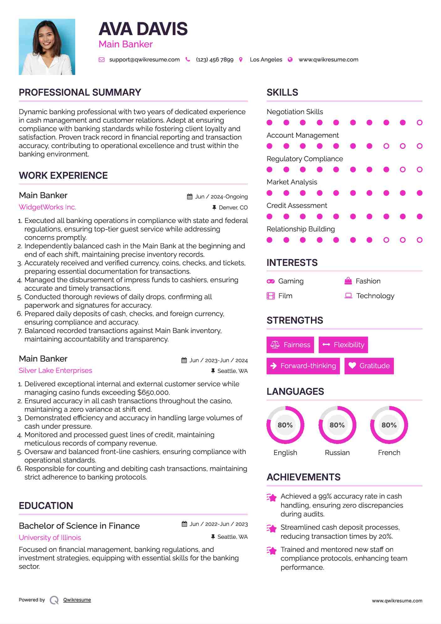 Main Banker Resume Template
