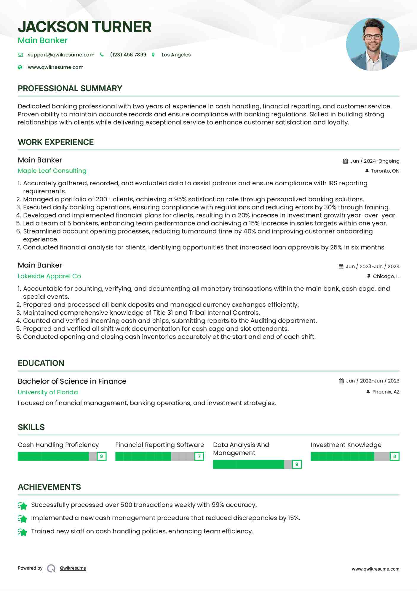 Main Banker Resume Format