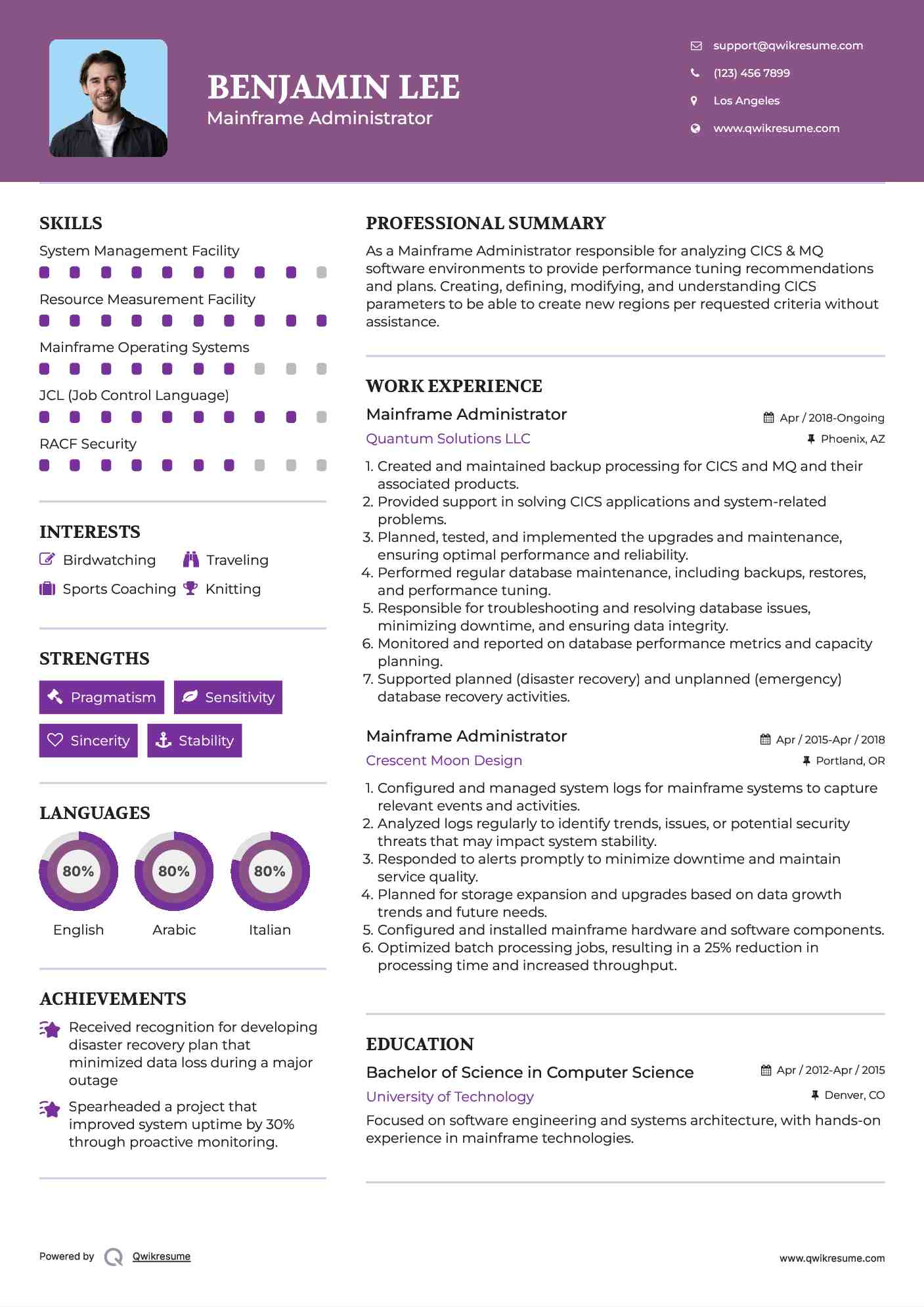 Mainframe Administrator Resume Model