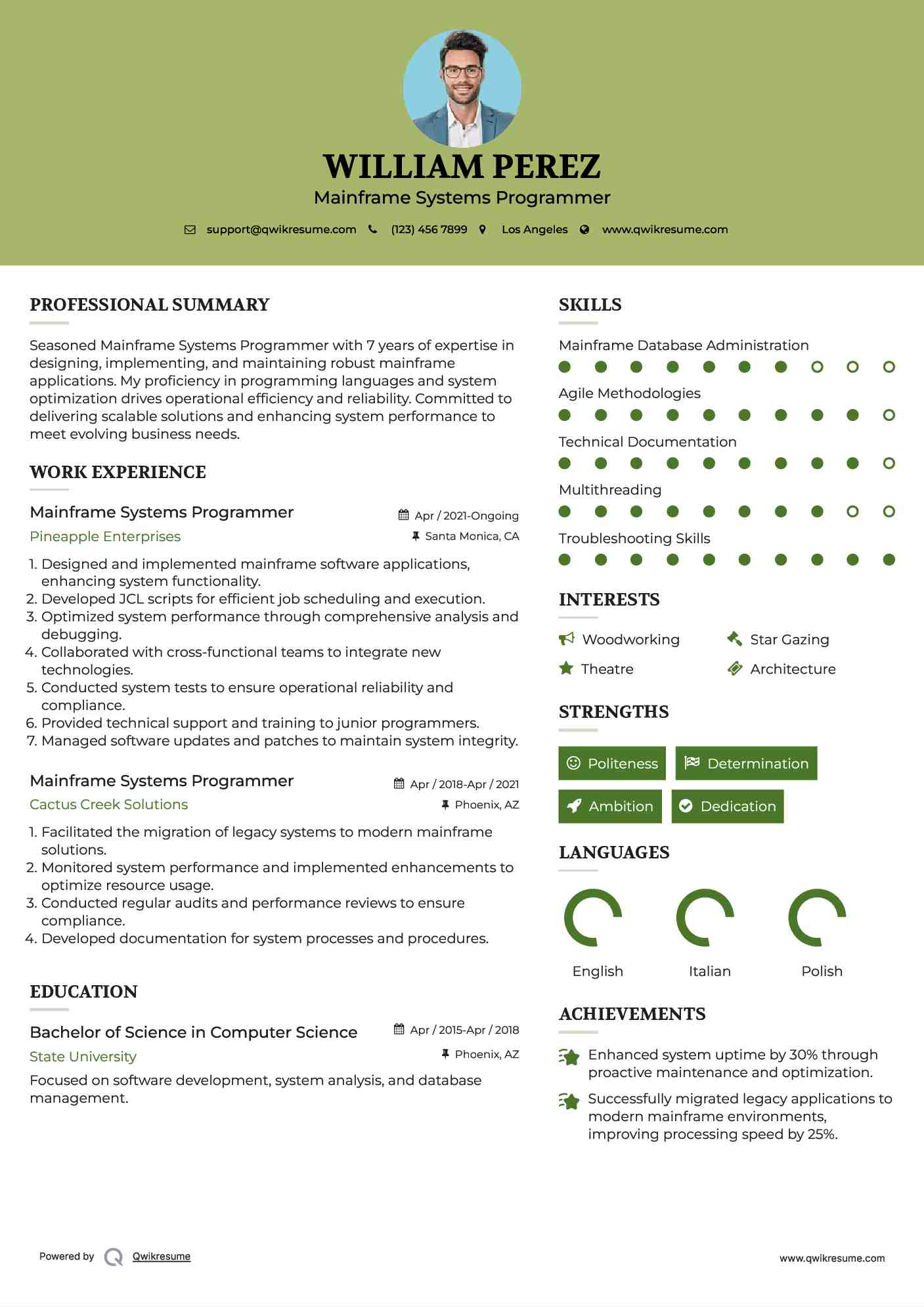 Mainframe Systems Programmer Resume Format