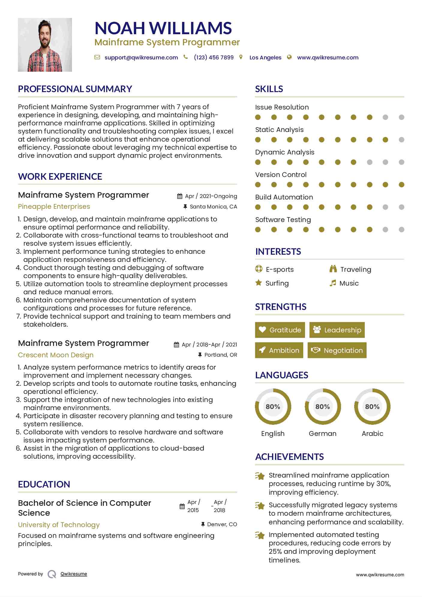 Mainframe System Programmer Resume Format