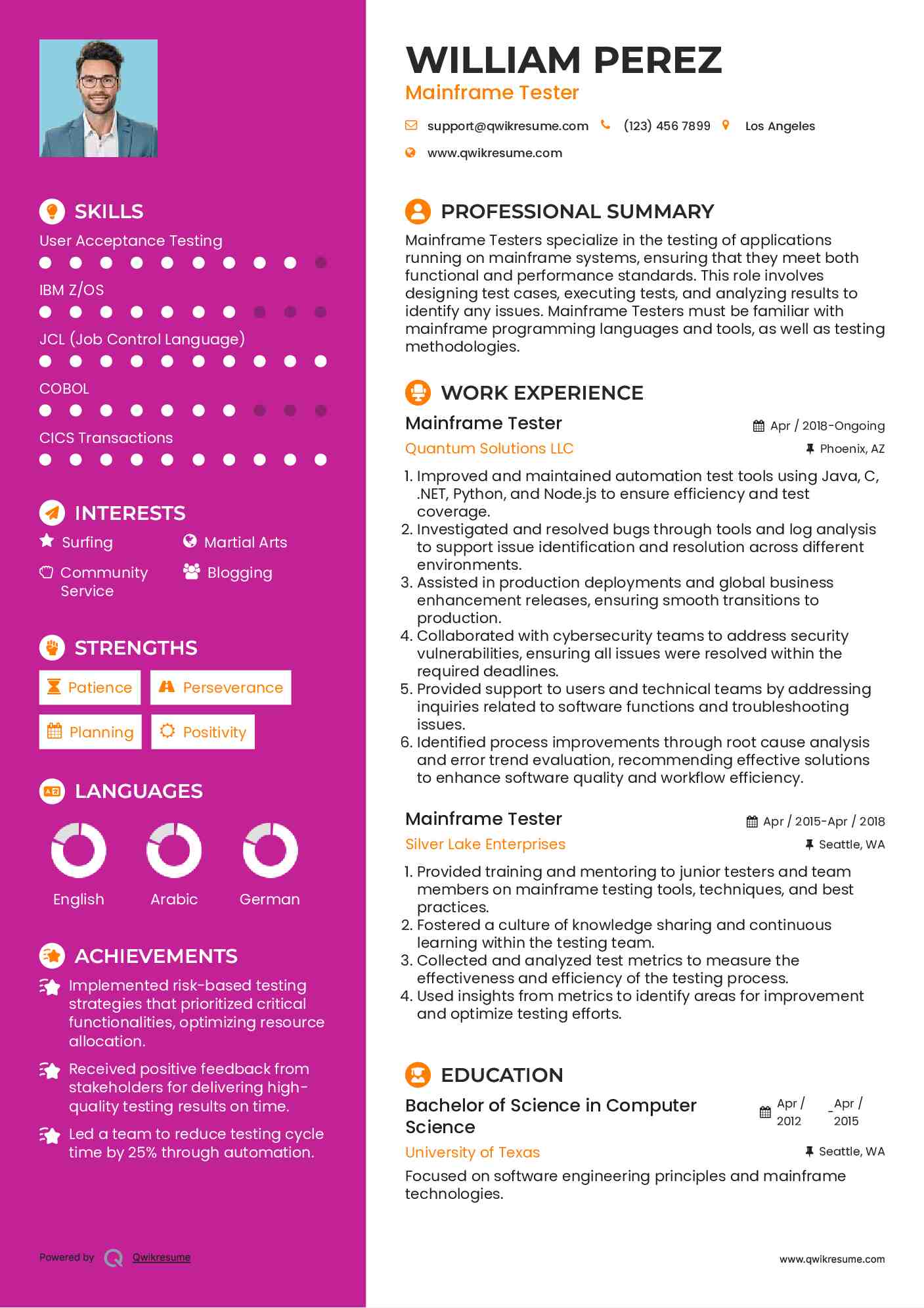 Mainframe Tester Resume Format