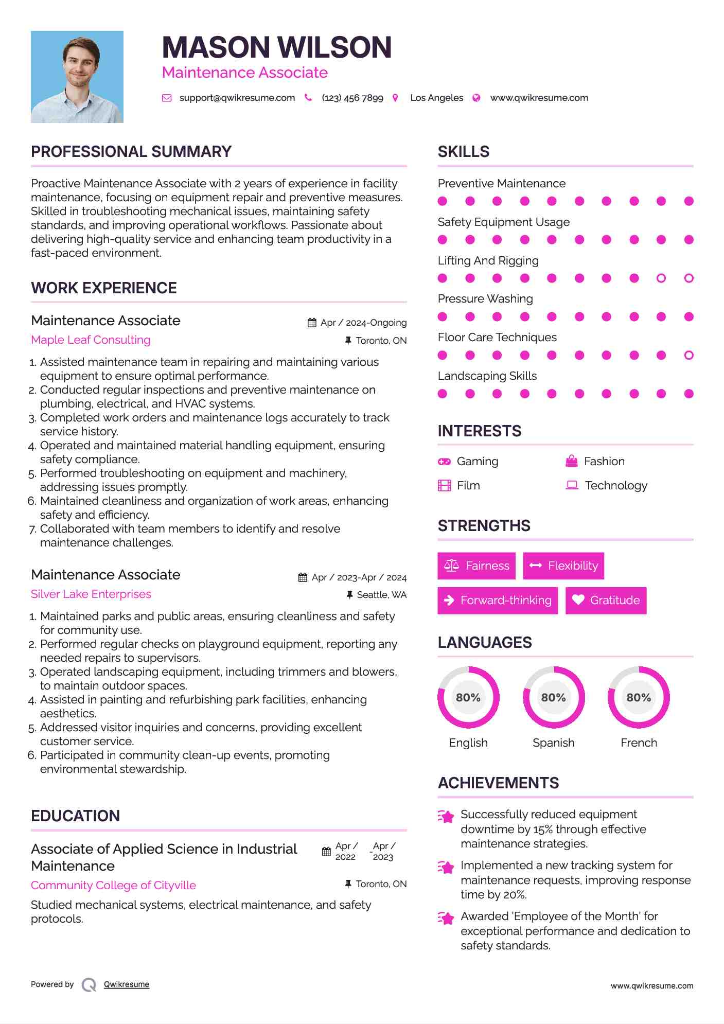 Maintenance Associate Resume Format