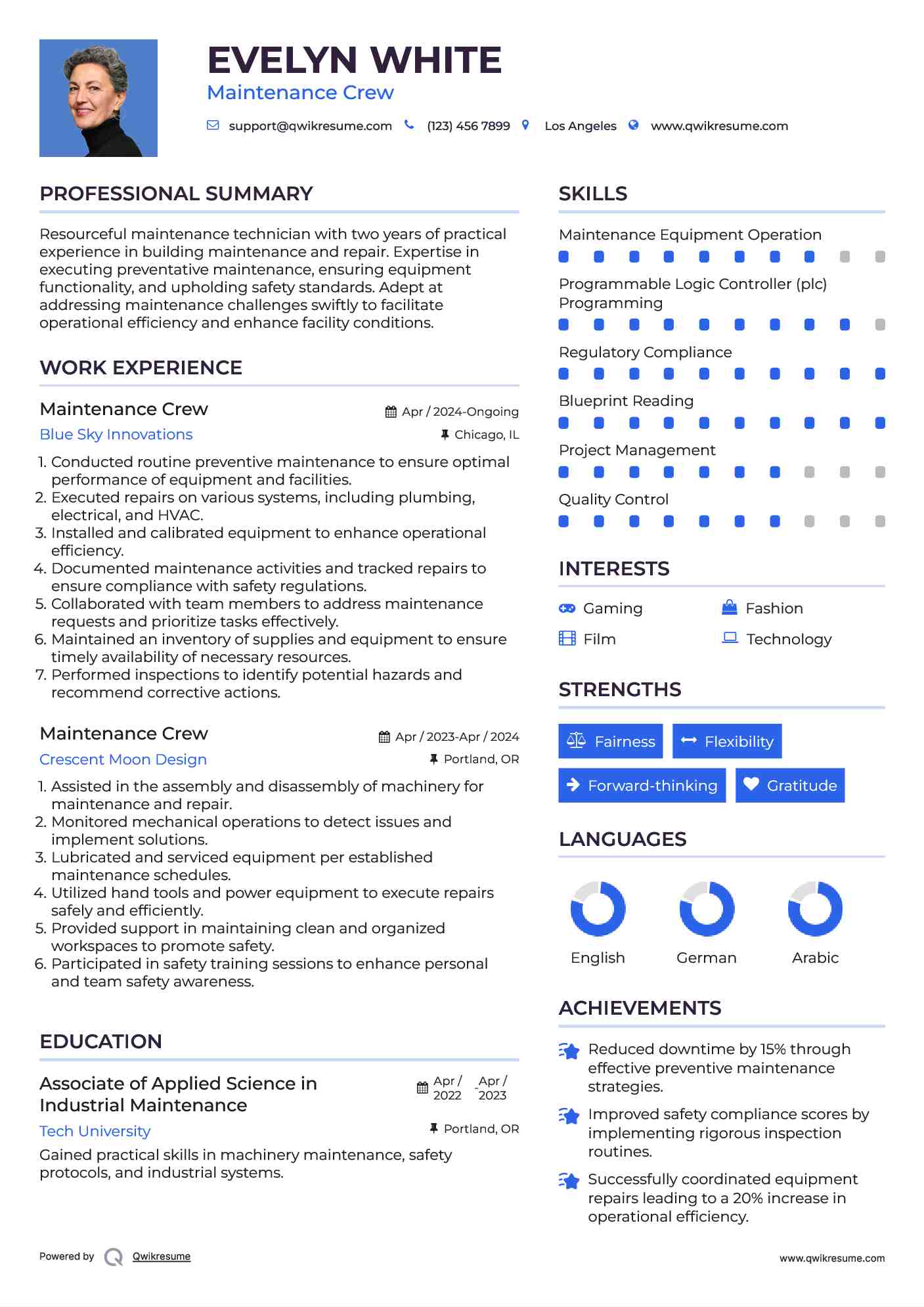 Maintenance Crew Resume Format
