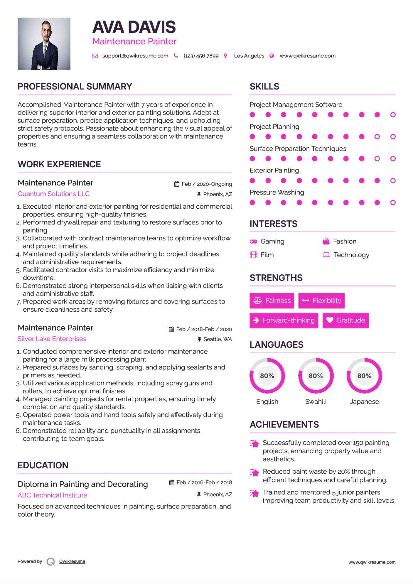 Maintenance Painter Resume Example