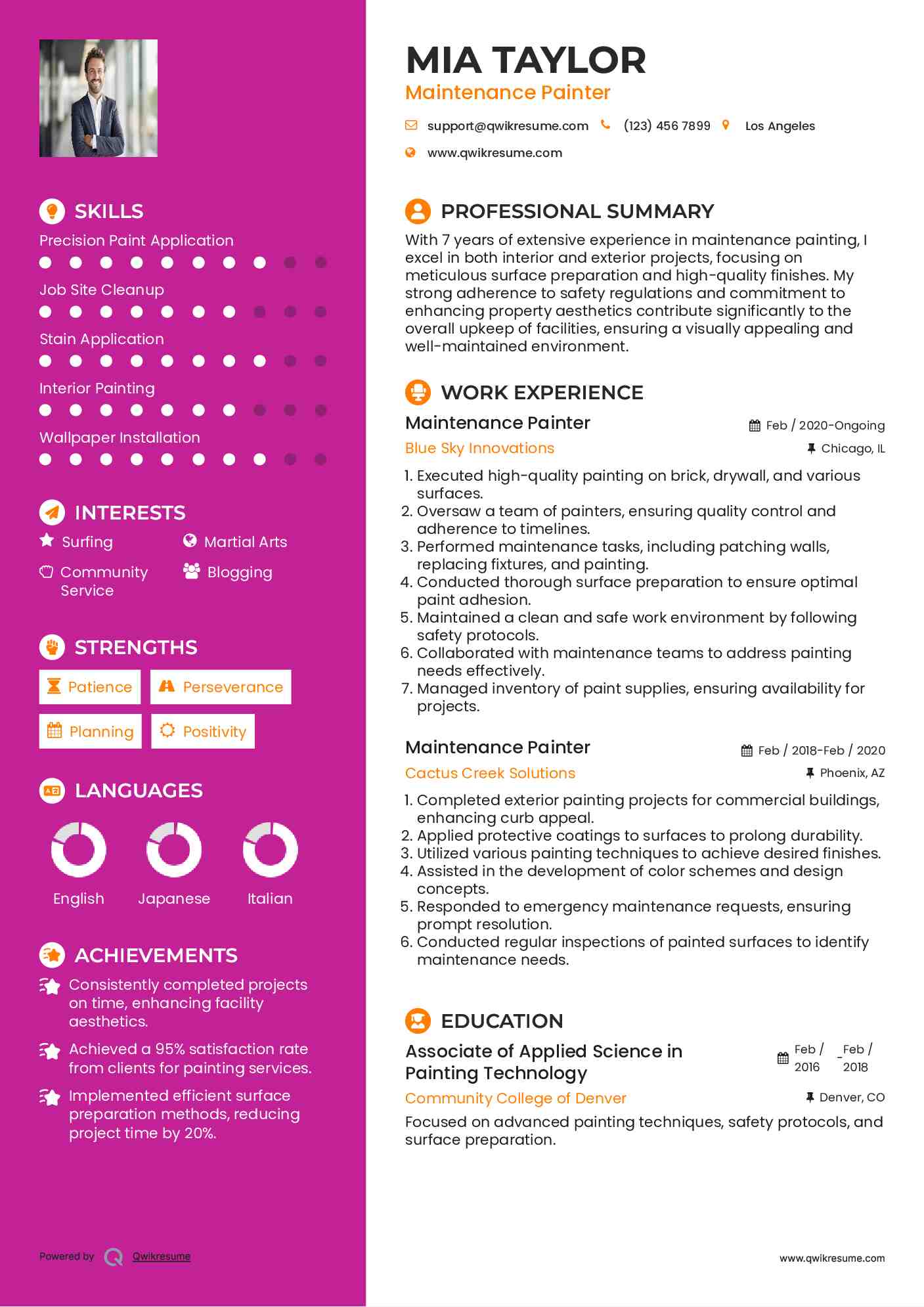 Maintenance Painter Resume Format