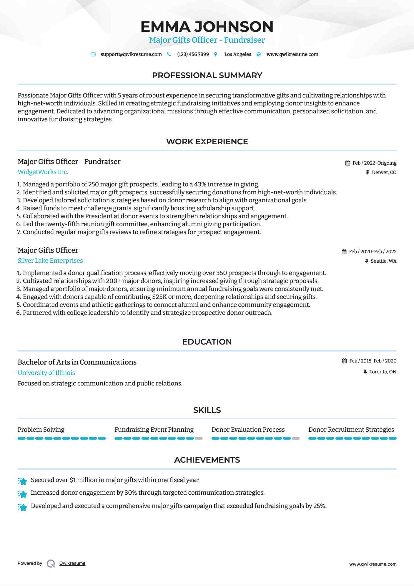 Major Gifts Officer - Fundraiser Resume Template