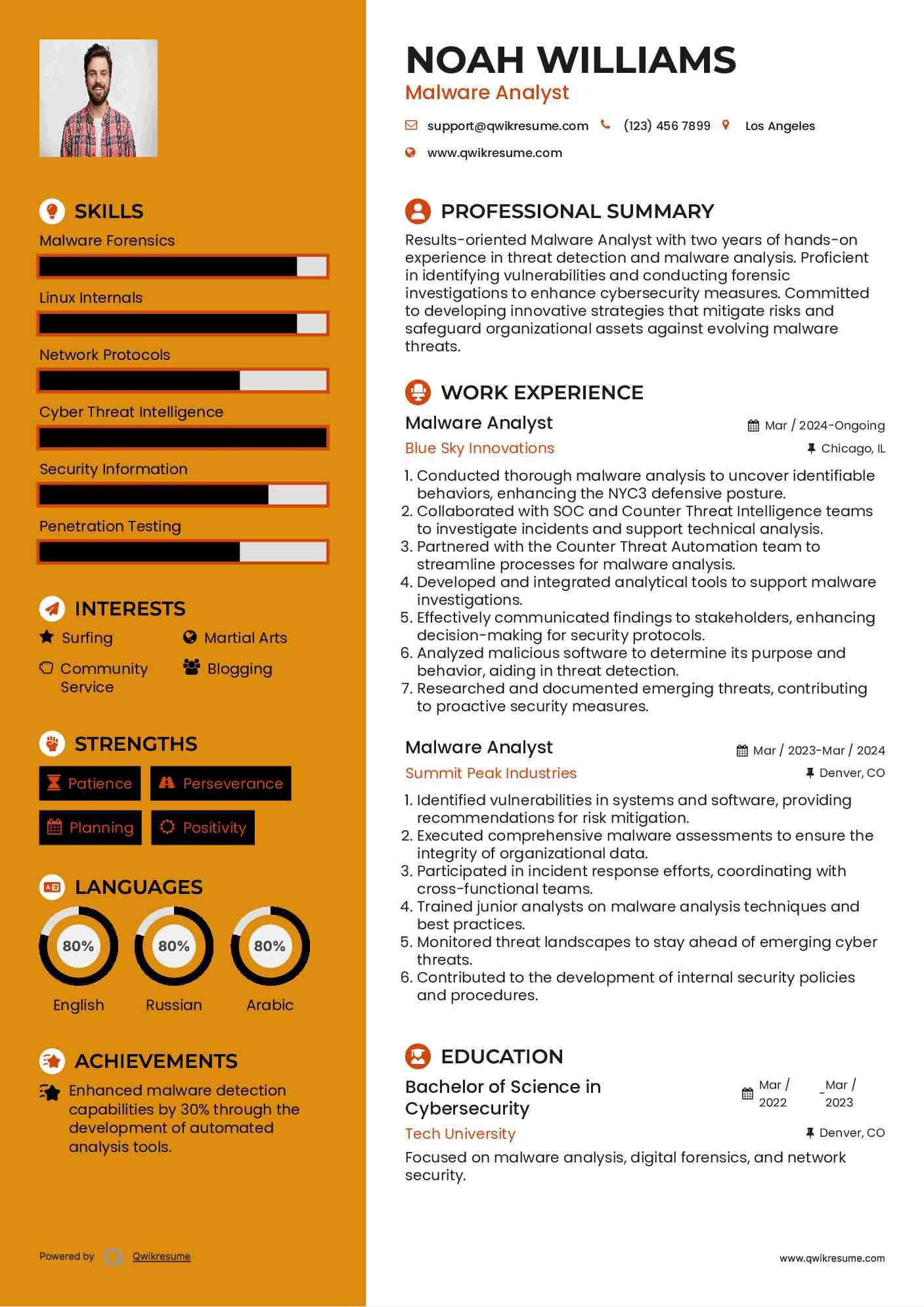 Malware Analyst Resume Template