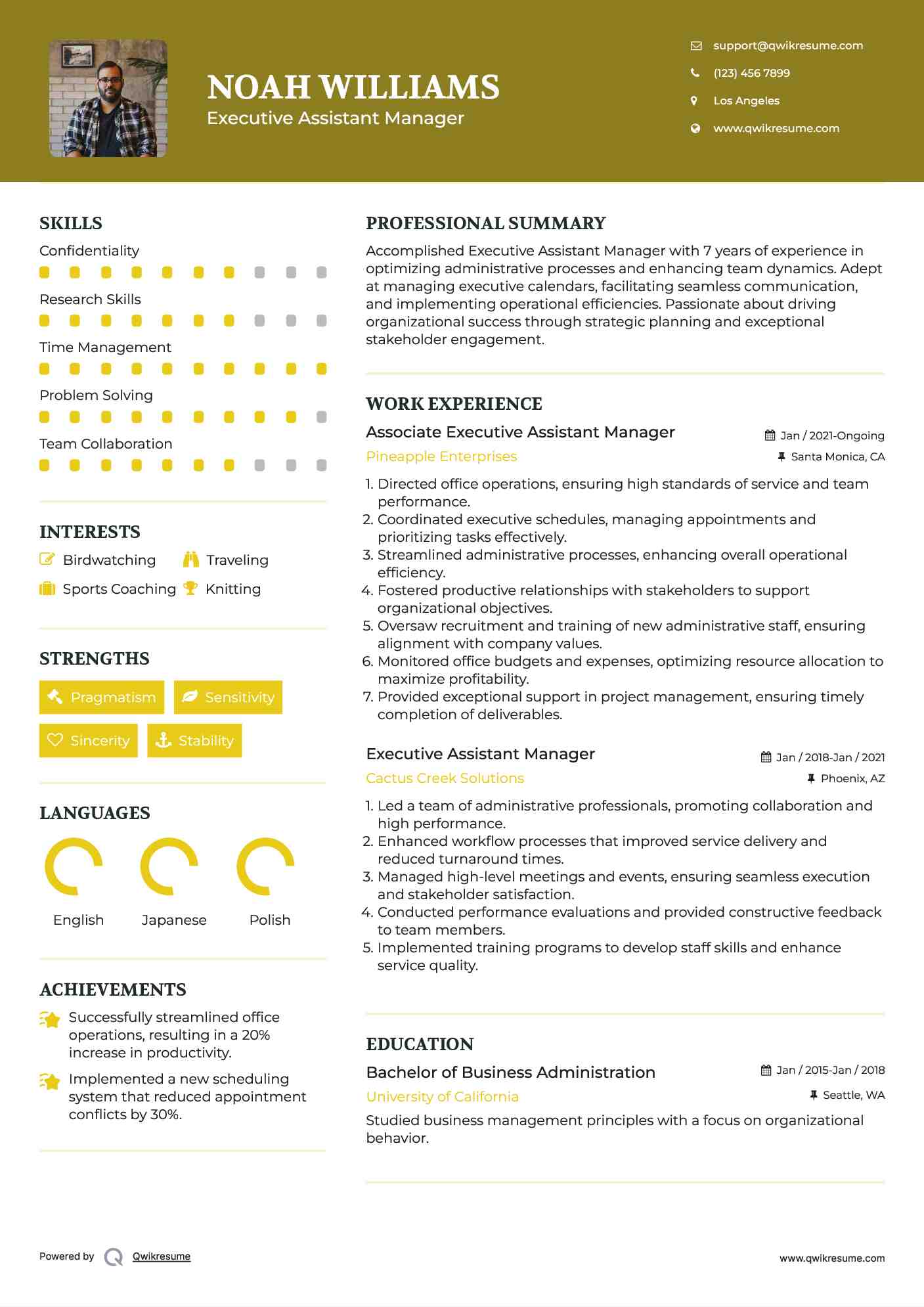 Associate Executive Assistant Manager Resume Model