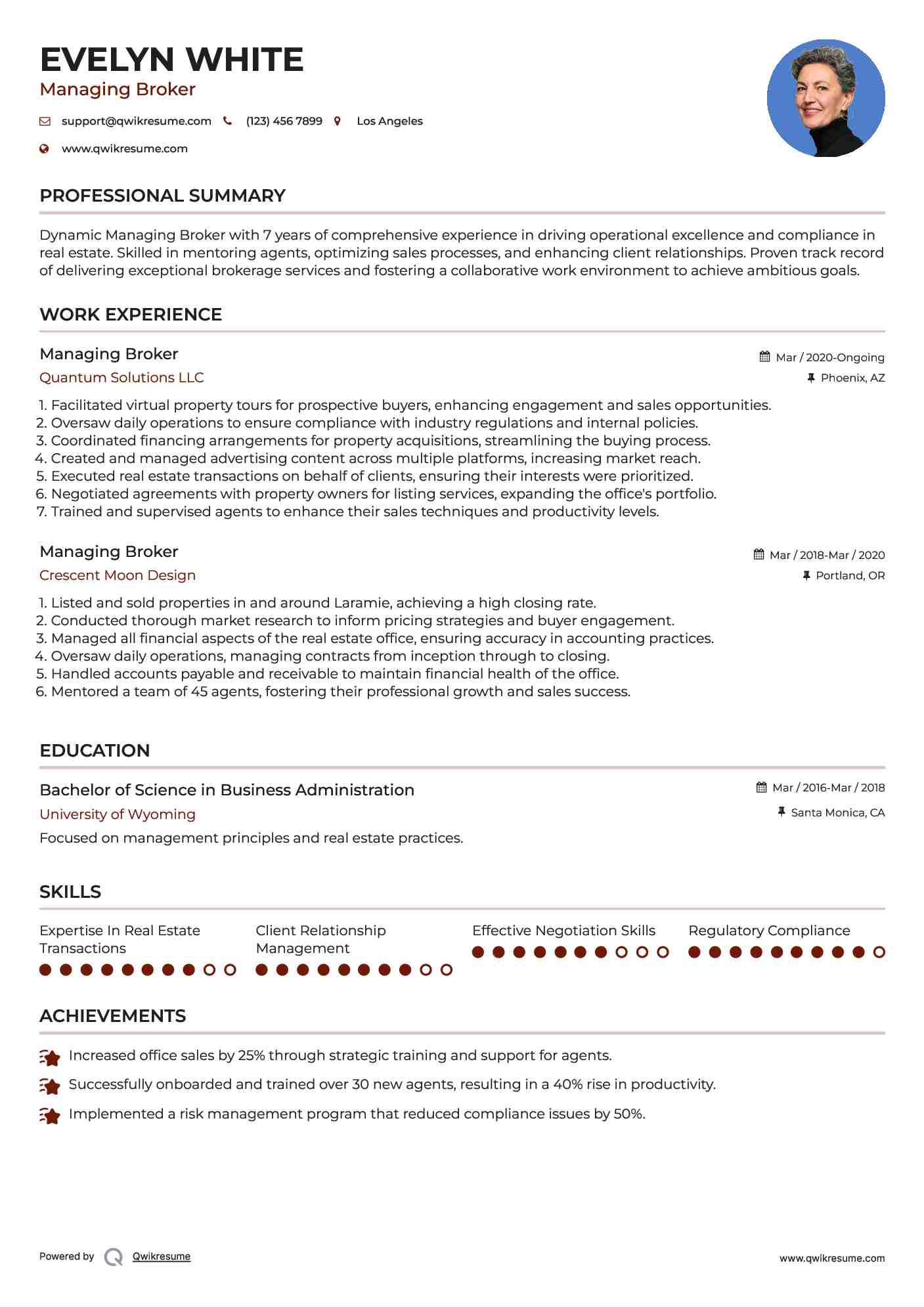 Managing Broker Resume Sample