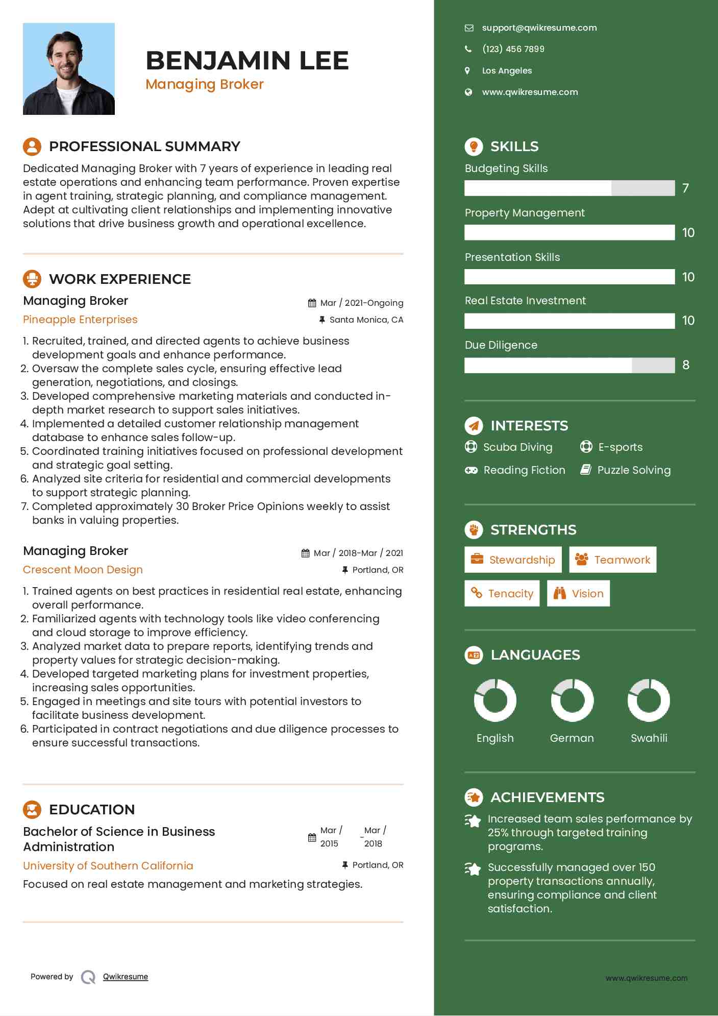 Managing Broker Resume Format
