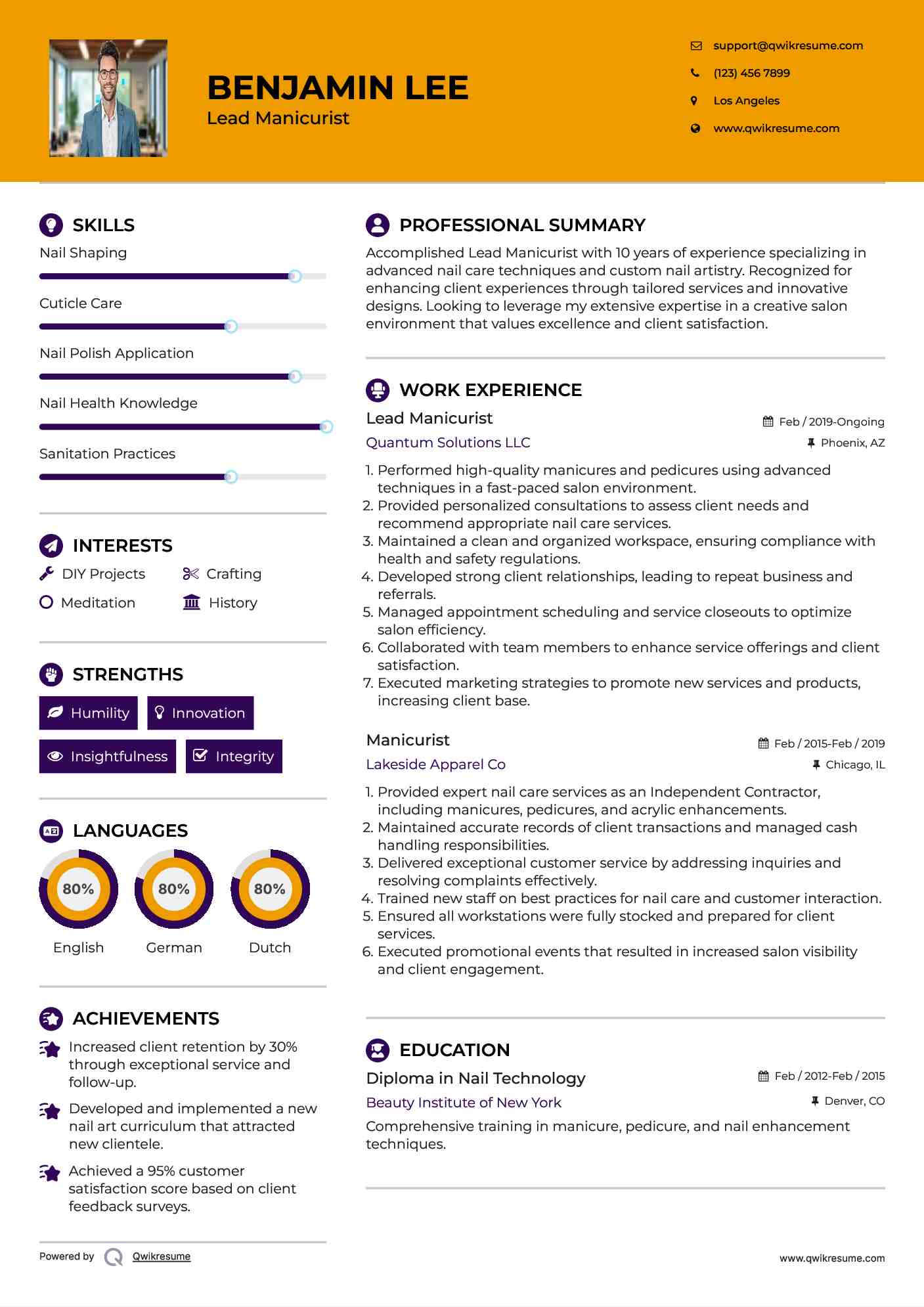 Manicurist Resume Samples QwikResume