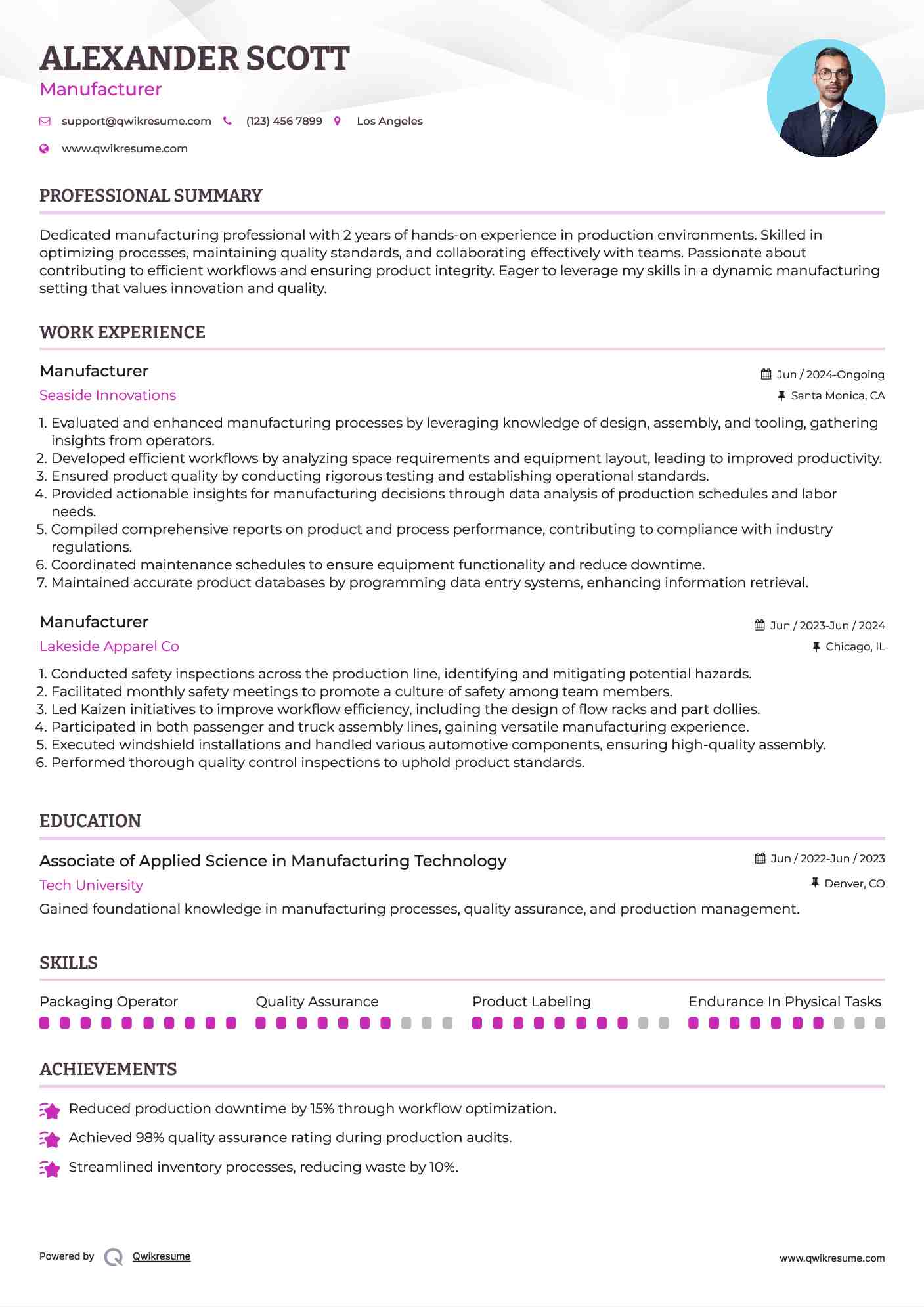 manufacturer-resume-samples-qwikresume