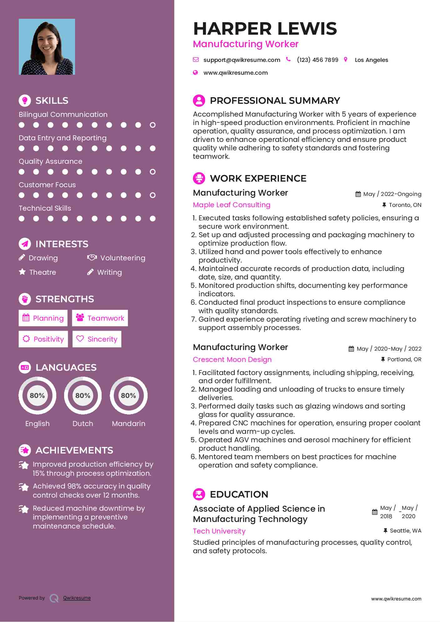 Manufacturing Worker Resume Samples - Manufacturing Worker 1598863099 Pdf 