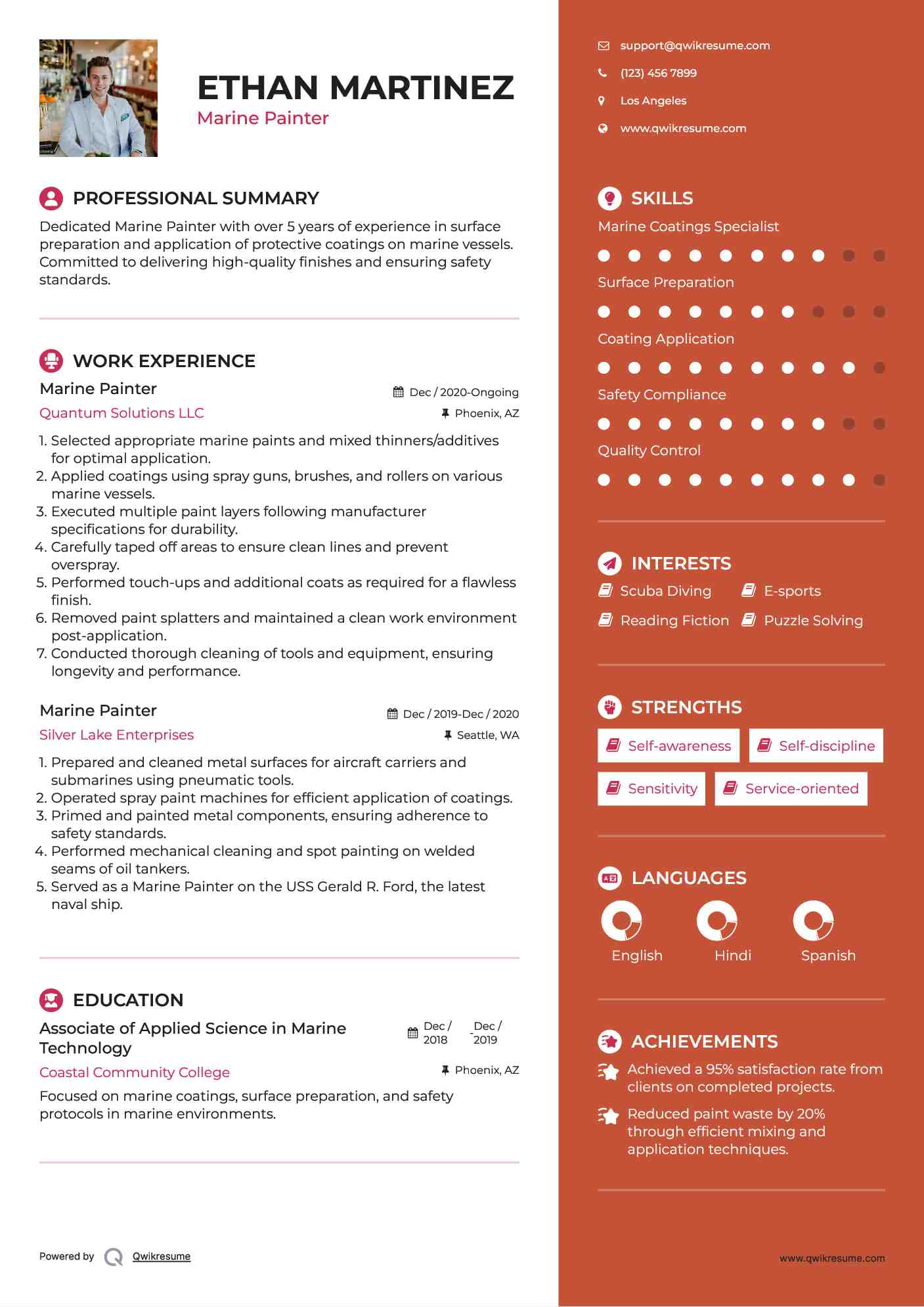 Marine Painter Resume Template