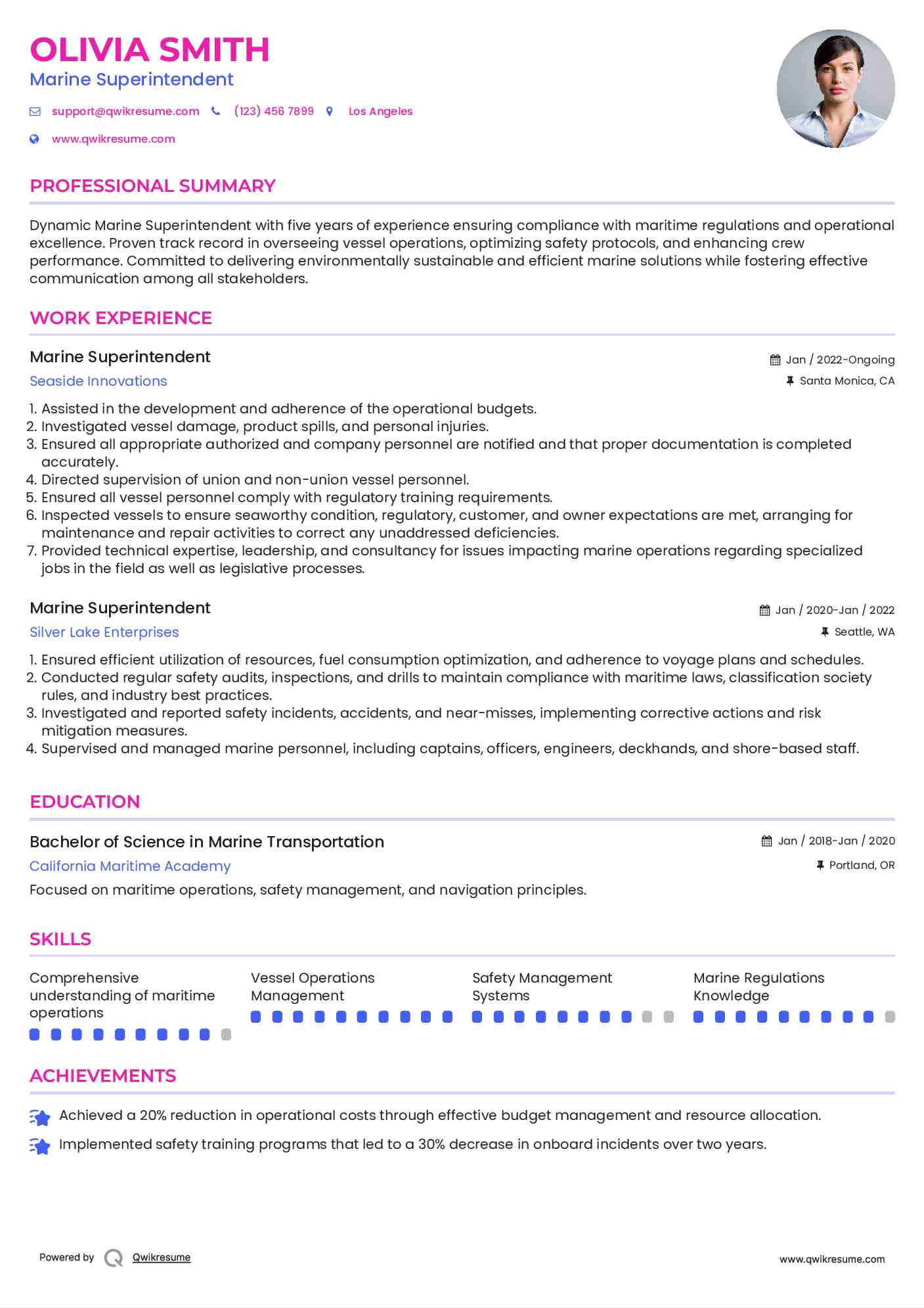 Marine Superintendent Resume Format