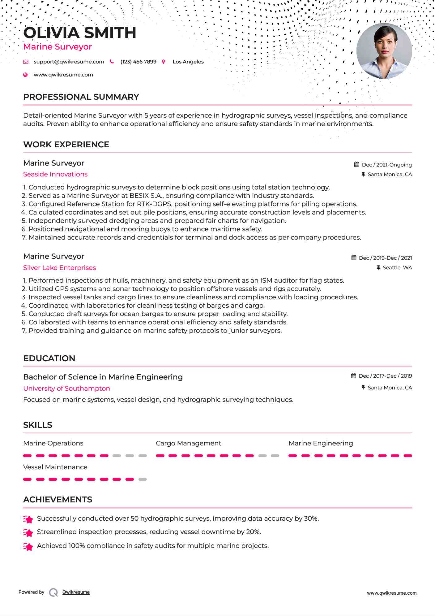 Marine Surveyor Resume Sample